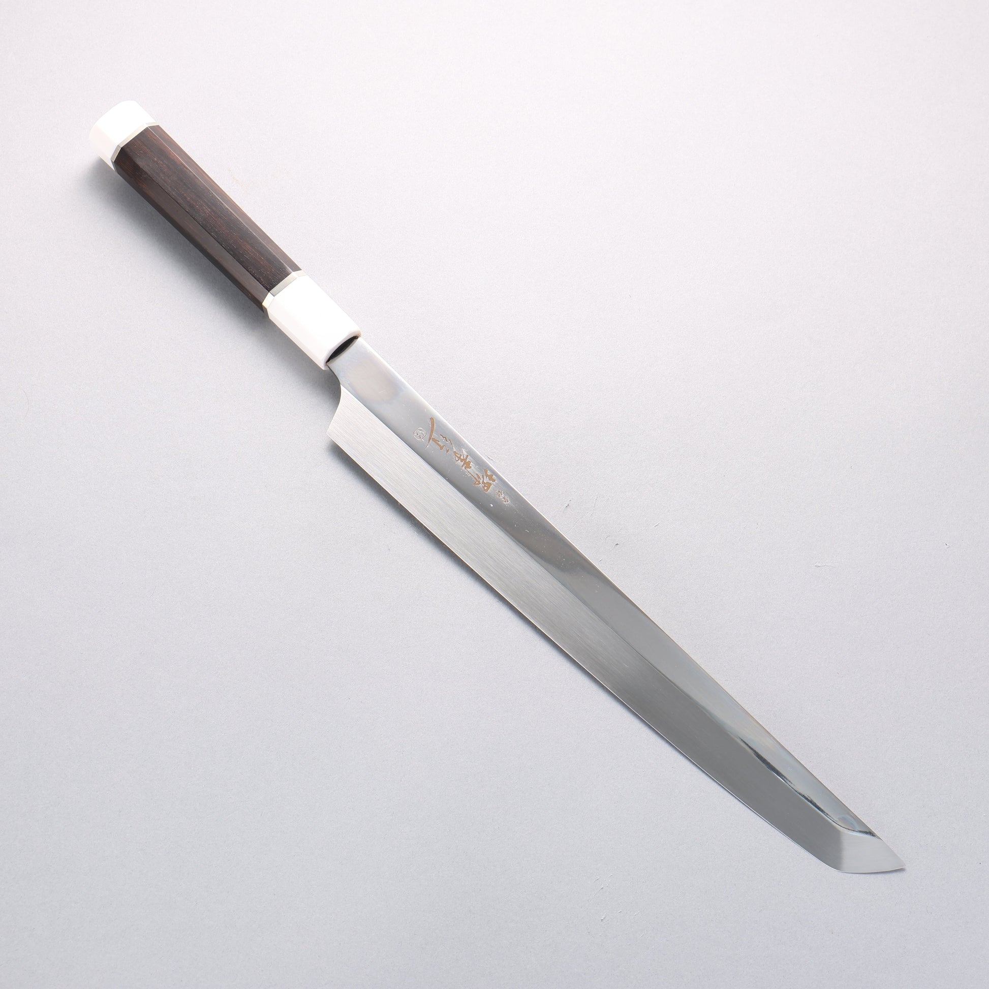 堺 孝行 銀龍 本焼 スウェーデン鋼 鏡面仕上げ 先丸柳刃包丁 300mm 黒檀柄 鞘付き - 清助刃物