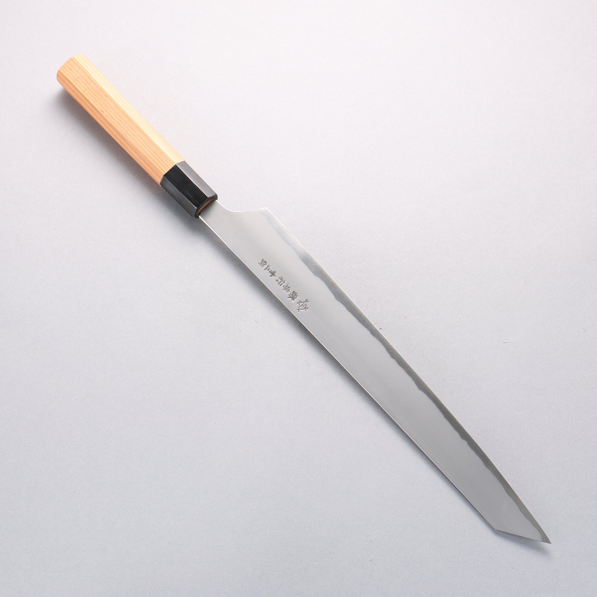 堺 孝行 焔 飛燕 青ニ鋼 剣型柳刃包丁 300mm イチイ柄 - 清助刃物