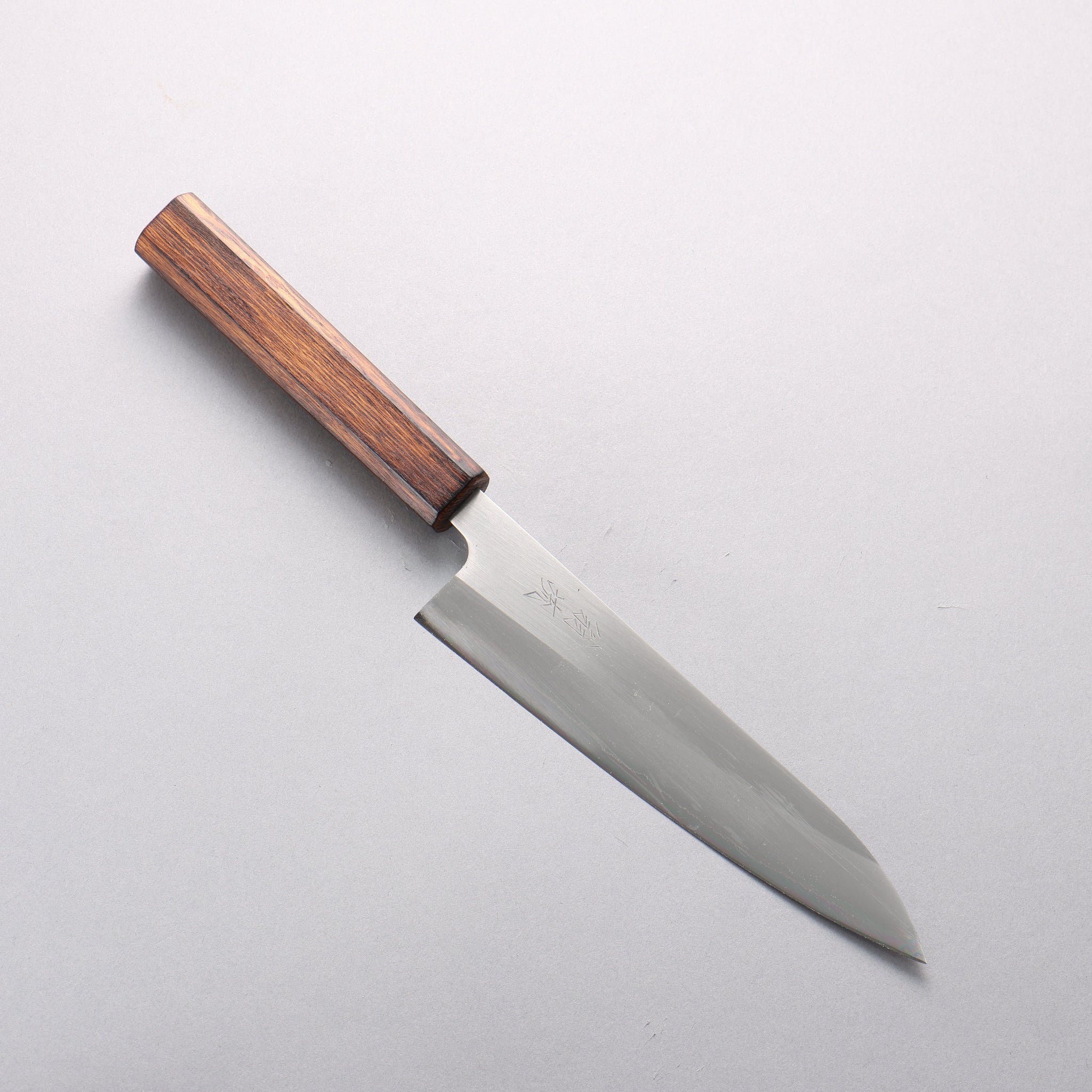 翁流 白一鋼 牛刀包丁 180mm 樫 （煤黒）柄 - 清助刃物
