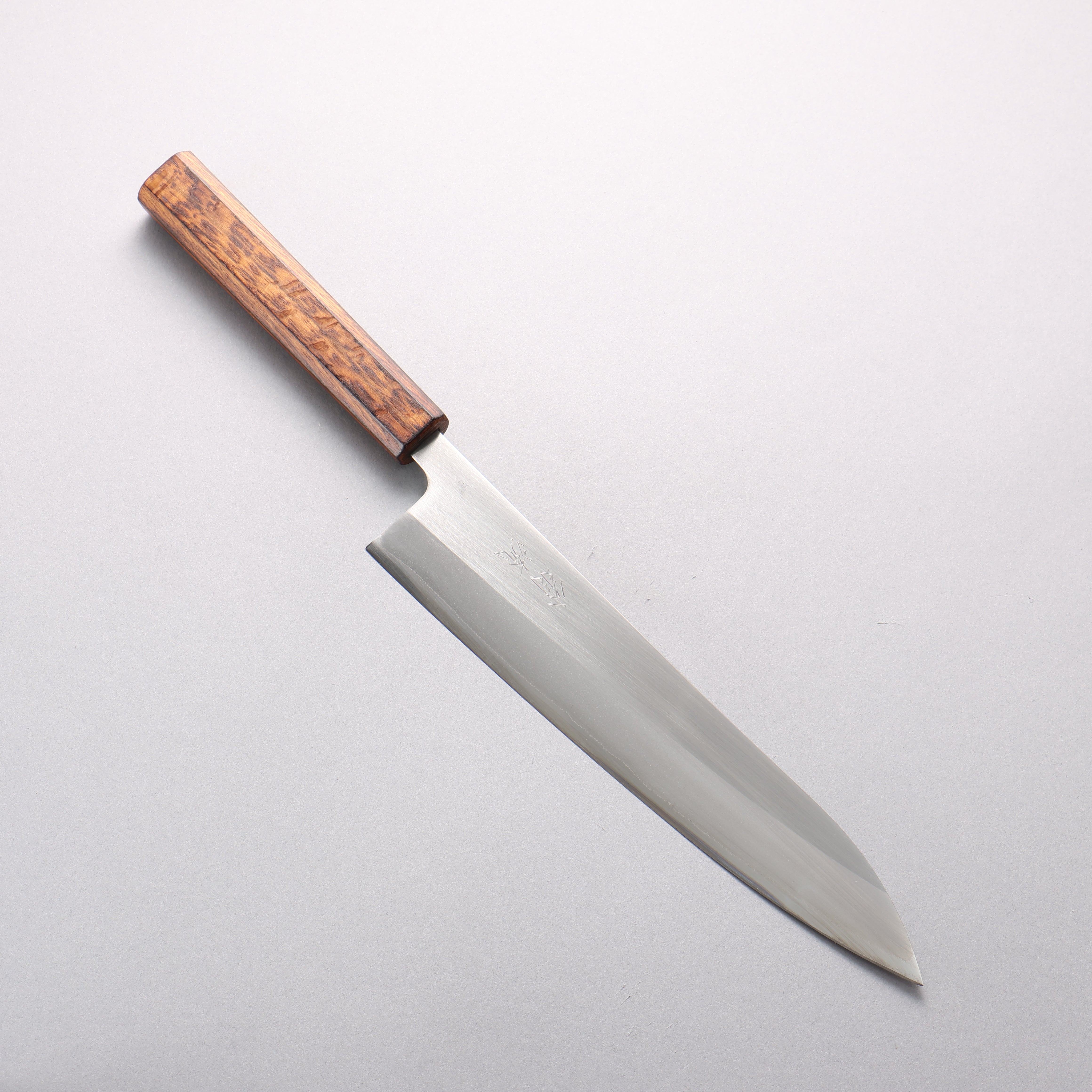 翁流 白一鋼 牛刀包丁 240mm 樫 （煤黒）柄 - 清助刃物