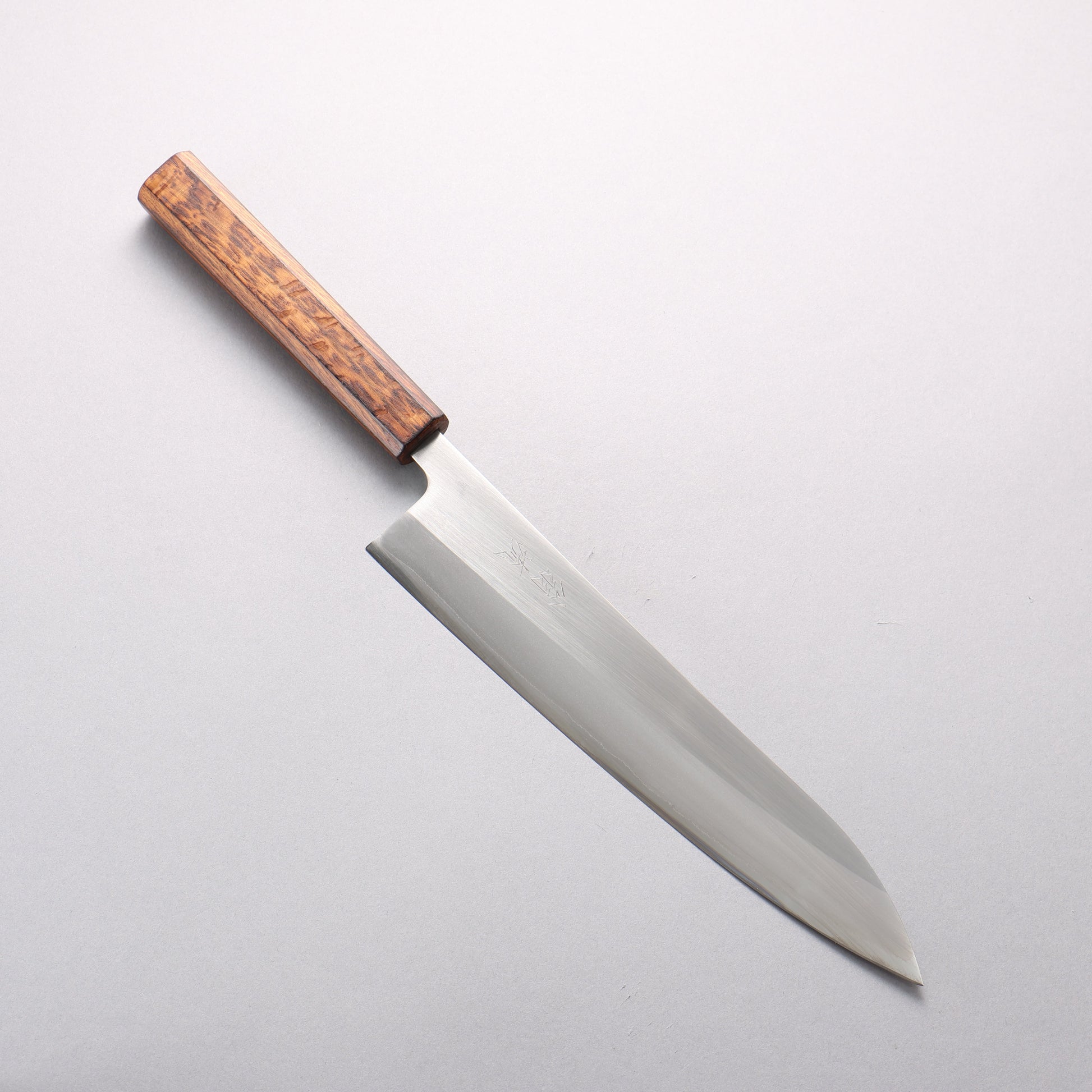 翁流 白一鋼 牛刀包丁 240mm 樫 （煤黒）柄 - 清助刃物