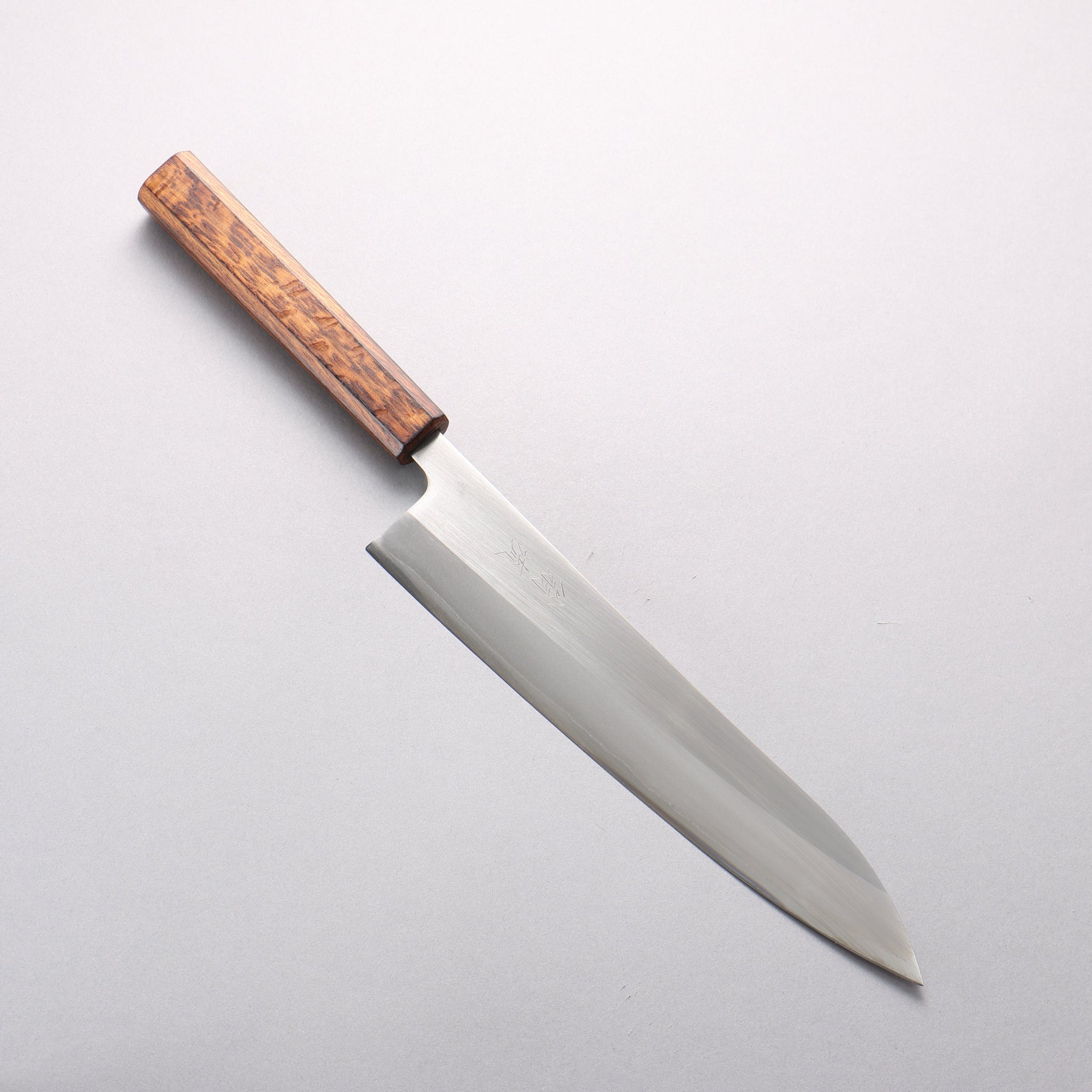 翁流 白一鋼 牛刀包丁 240mm 樫 （煤黒）柄 - 清助刃物