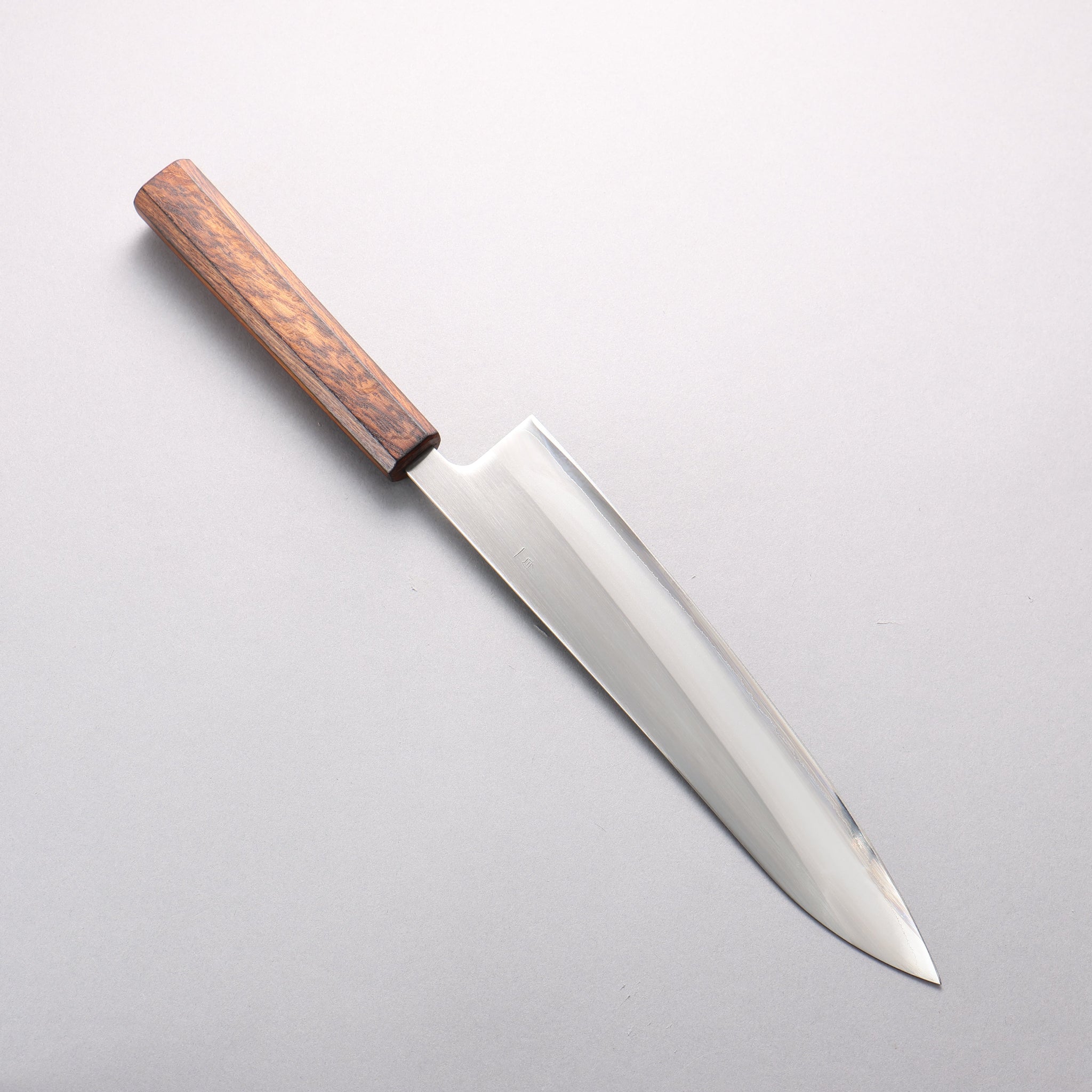 翁流 白一鋼 牛刀包丁 240mm 樫 （煤黒）柄 - 清助刃物