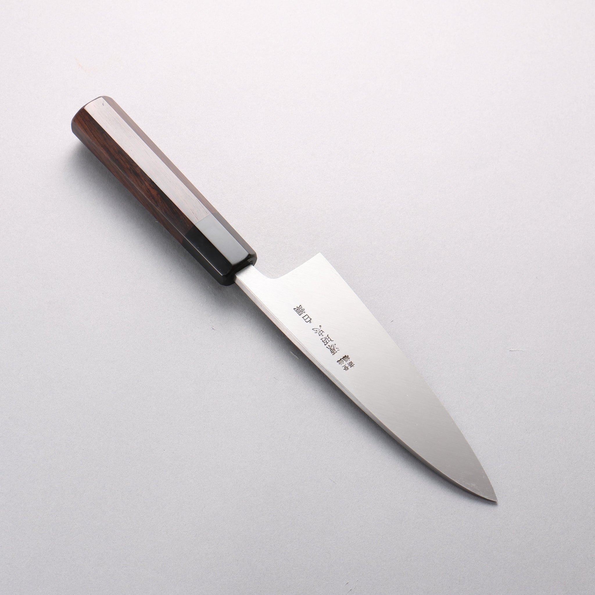 源 昭忠 白ニ鋼 相出刃 165mm 黒檀 (口輪：黒水牛)柄 - 清助刃物