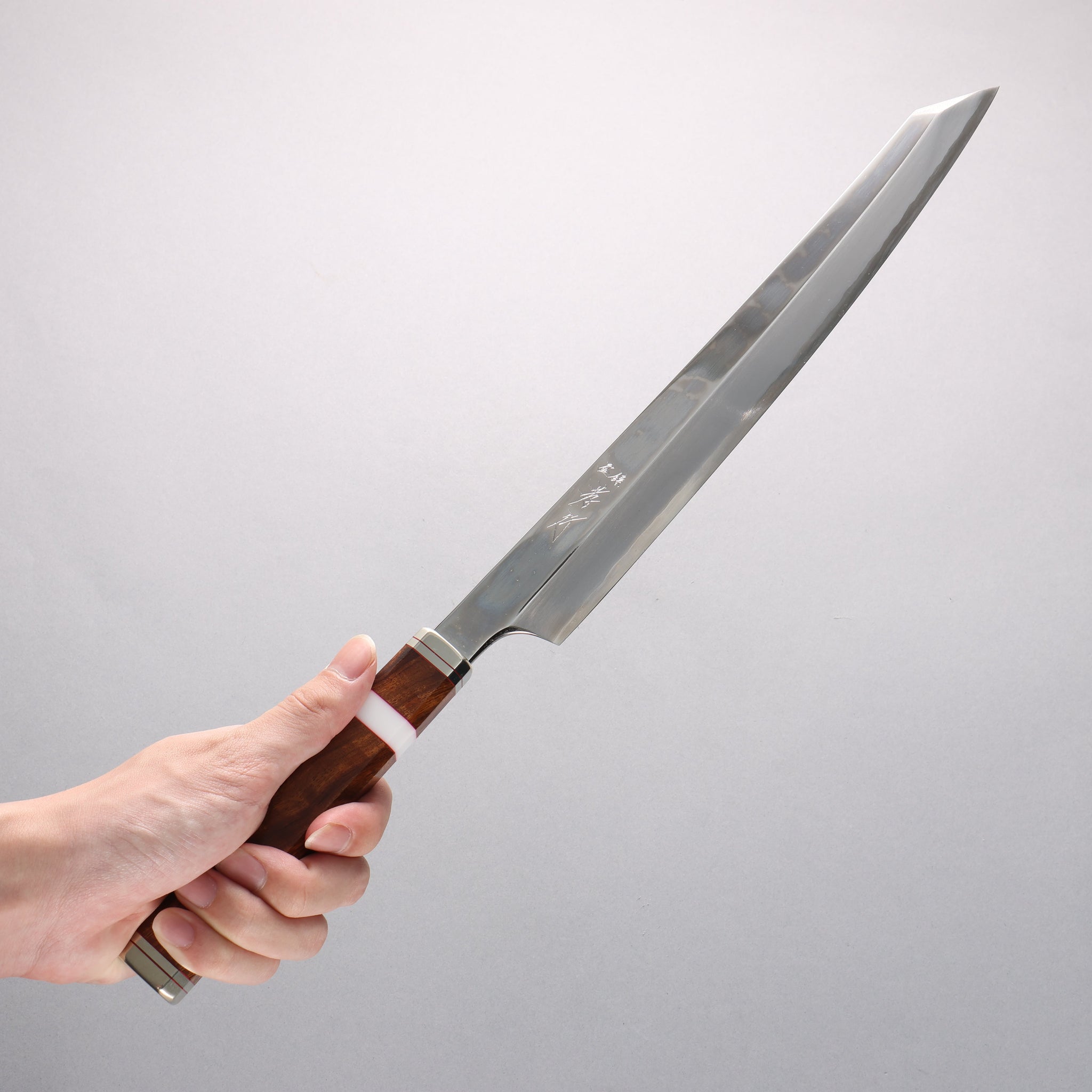 堺 孝行 紫電 銀三鋼 剣型柳刃包丁 300mm デザートアイアンウッド（杉原モデル）柄 - 清助刃物