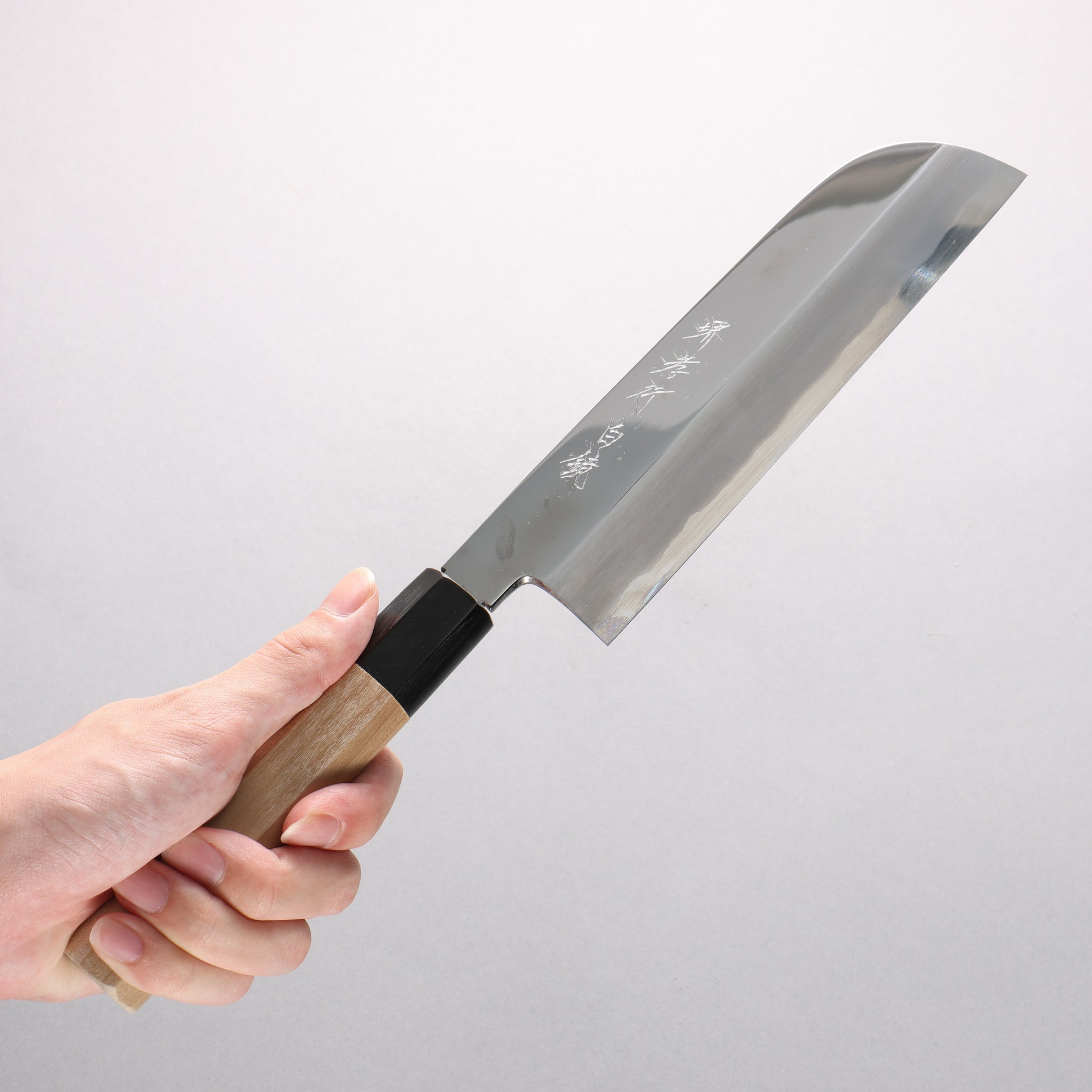 堺 孝行 白ニ鋼 鏡面仕上げ 鎌形薄刃包丁 - 清助刃物