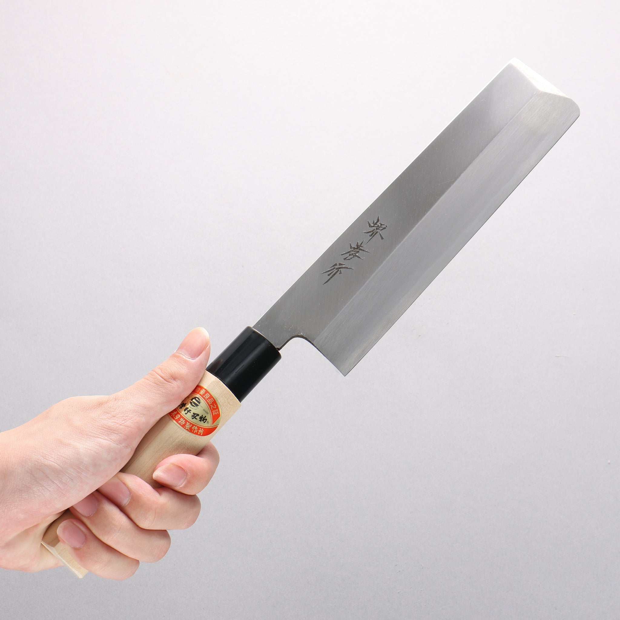 堺 孝行 霞研 白鋼 薄刃包丁 朴柄 - 清助刃物