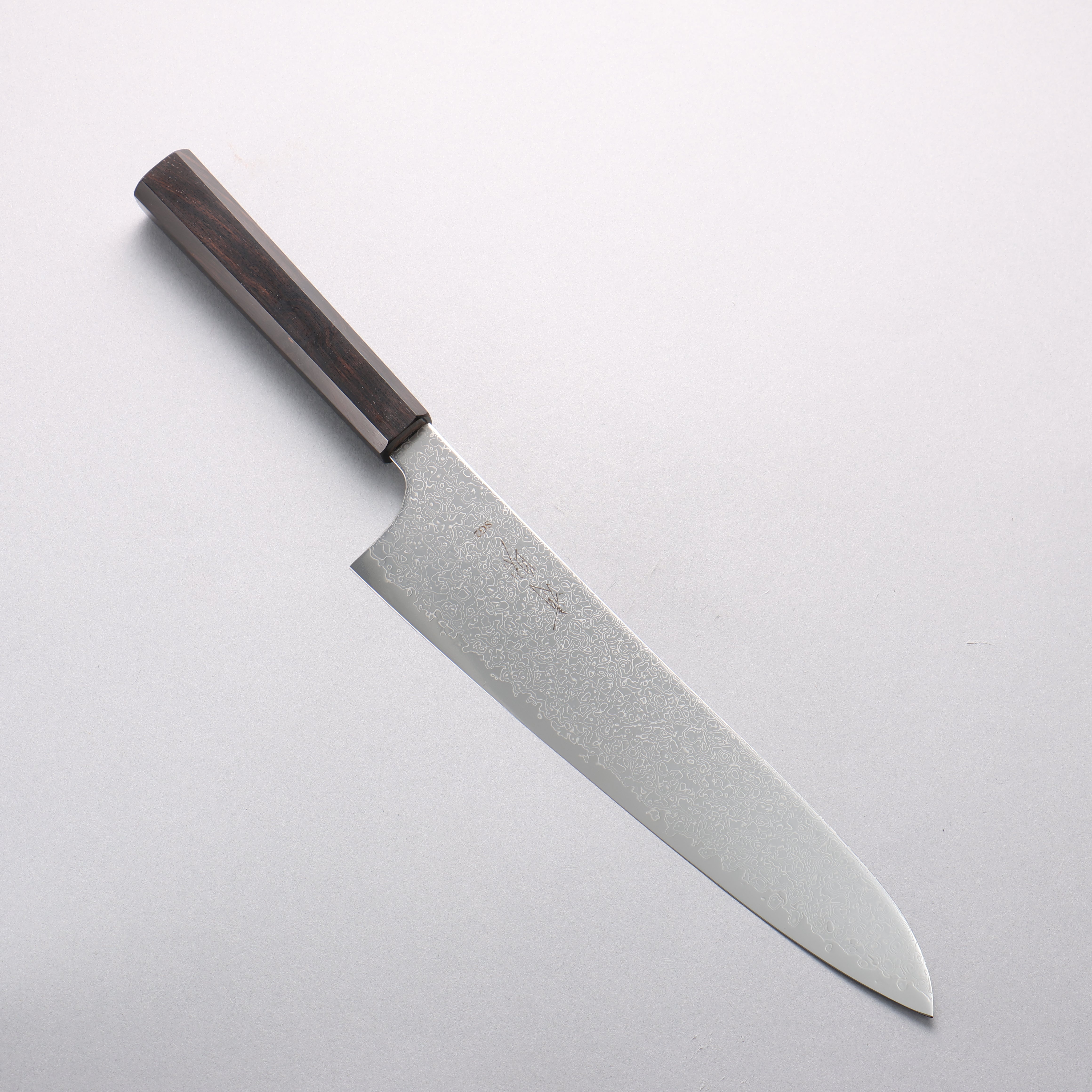 清助 SG2 ダマスカス 磨き仕上げ 牛刀包丁 240mm 黒檀柄 - 清助刃物