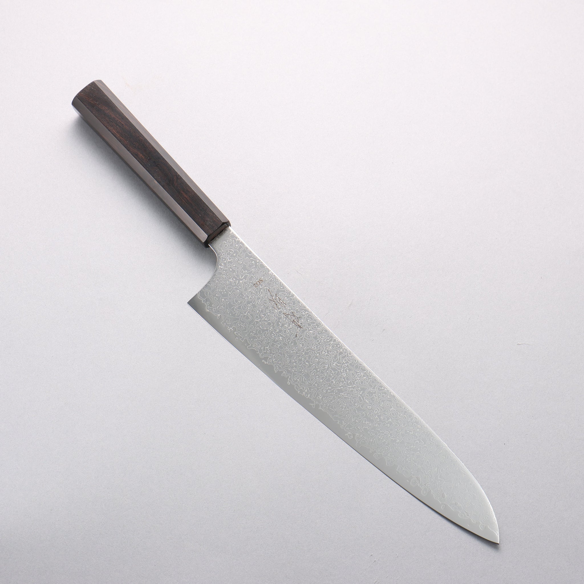 清助 SG2 ダマスカス 磨き仕上げ 牛刀包丁 240mm 黒檀柄 - 清助刃物