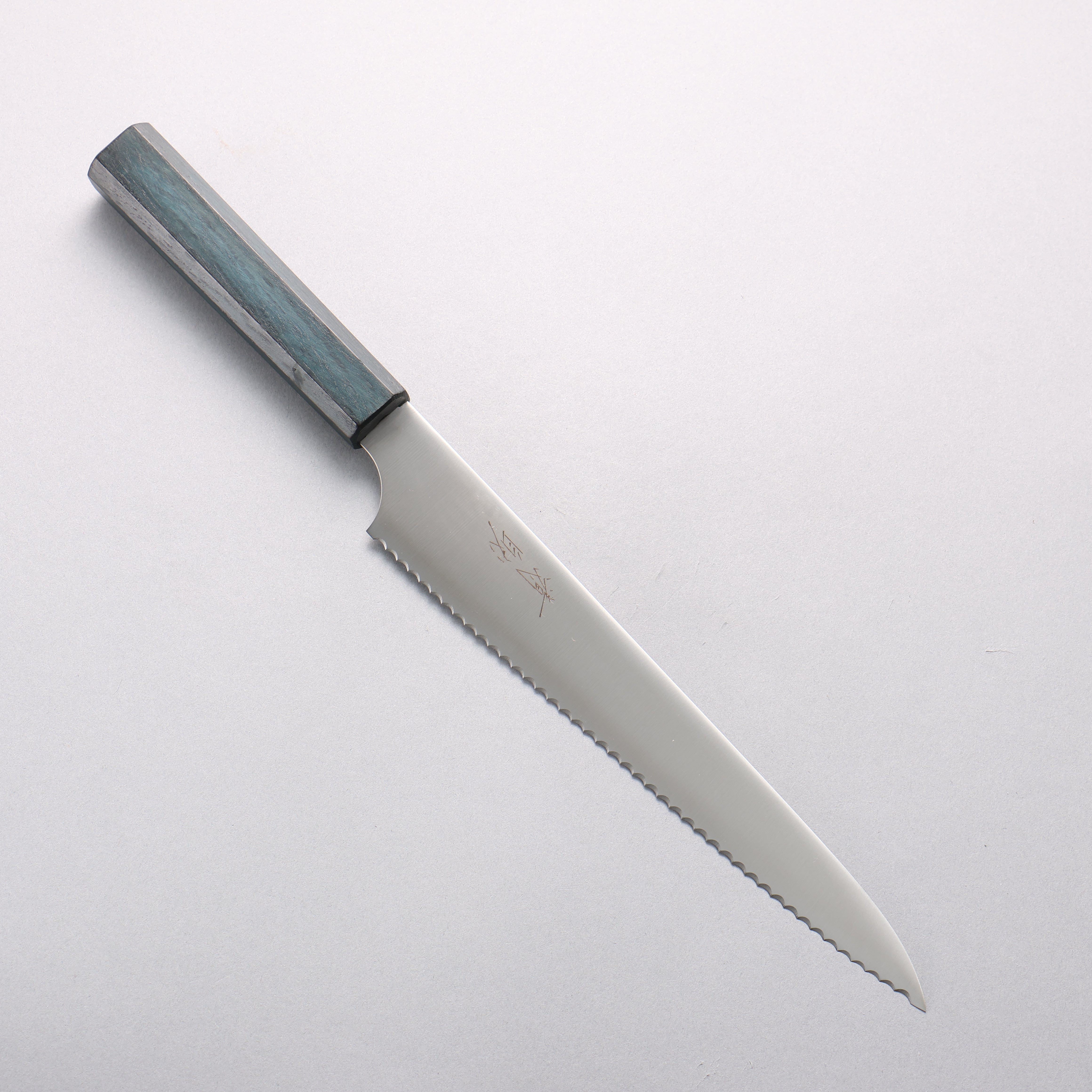 清助 ステンレス鋼 パン切り包丁 240mm 樫 （藍染め）柄 - 清助刃物