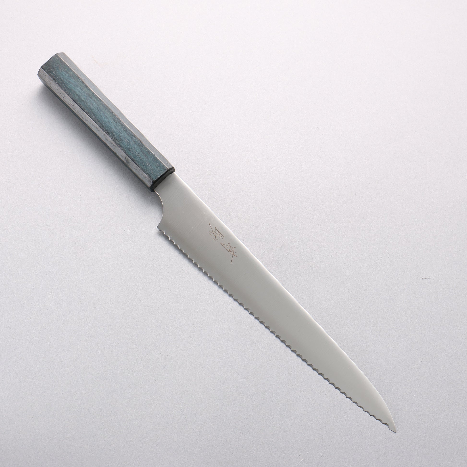 清助 ステンレス鋼 パン切り包丁 240mm 樫 （藍染め）柄 - 清助刃物