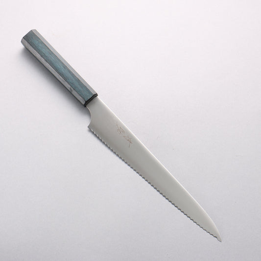 清助 ステンレス鋼 パン切り包丁 240mm 樫 （藍染め）柄 - 清助刃物
