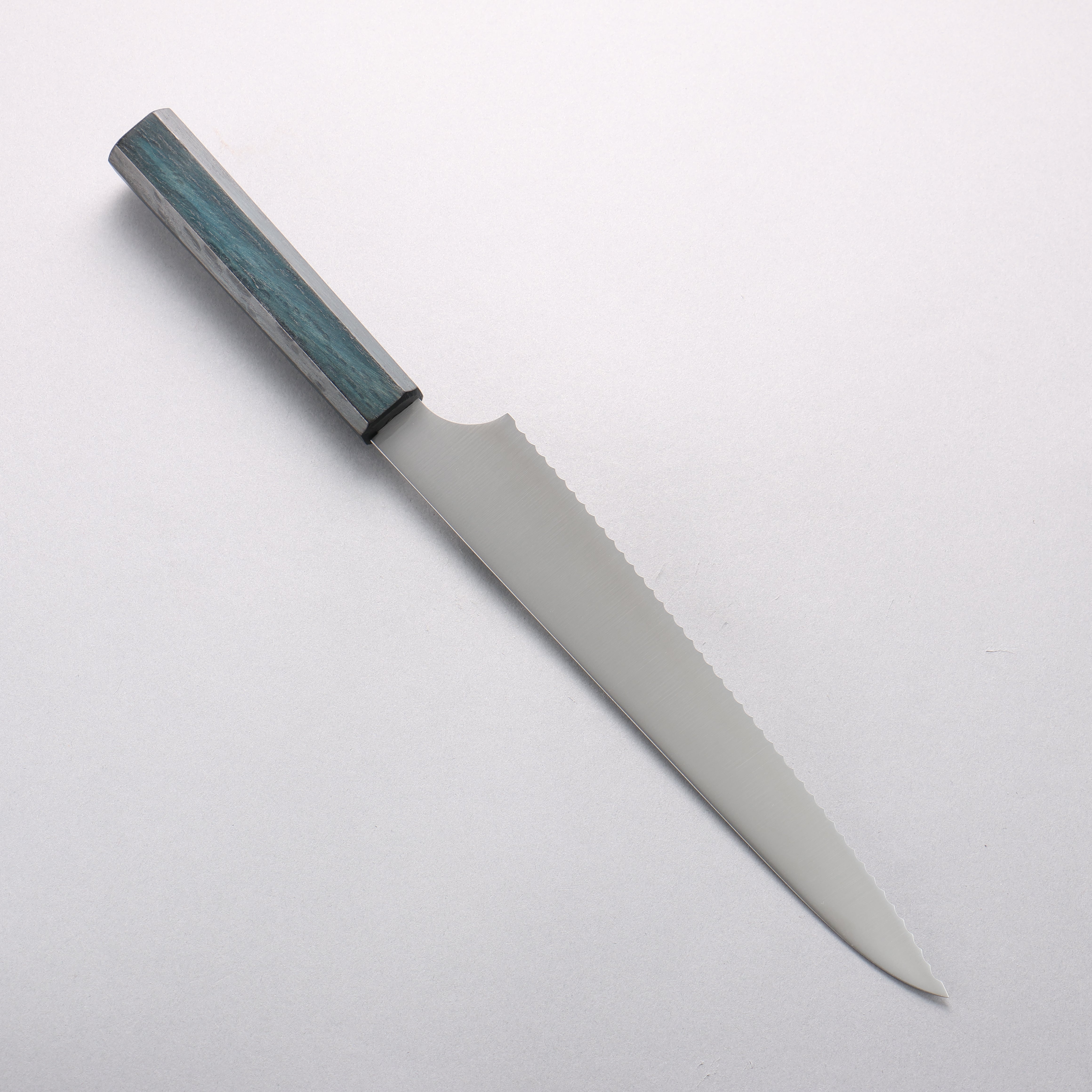 清助 ステンレス鋼 パン切り包丁 240mm 樫 （藍染め）柄 - 清助刃物