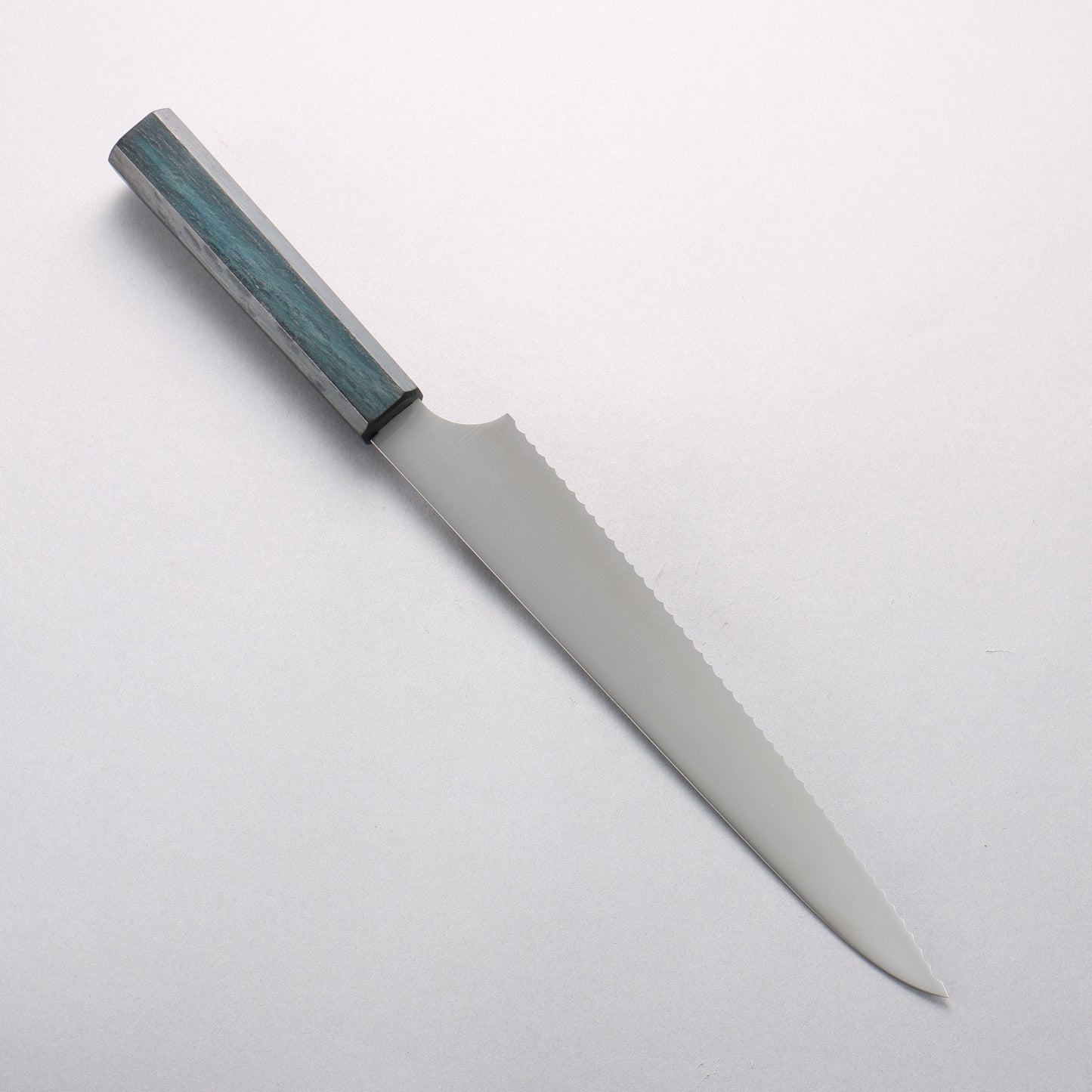 清助 ステンレス鋼 パン切り包丁 240mm 樫 （藍染め）柄 - 清助刃物