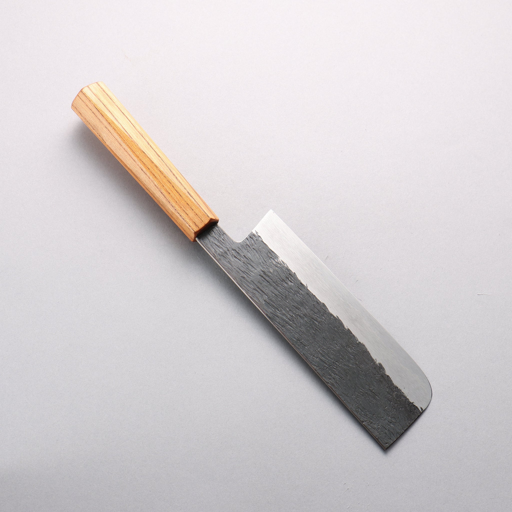 安倍勇光 白一鋼 鎚目 菜切包丁 165mm ケヤキ (五角形)柄 - 清助刃物