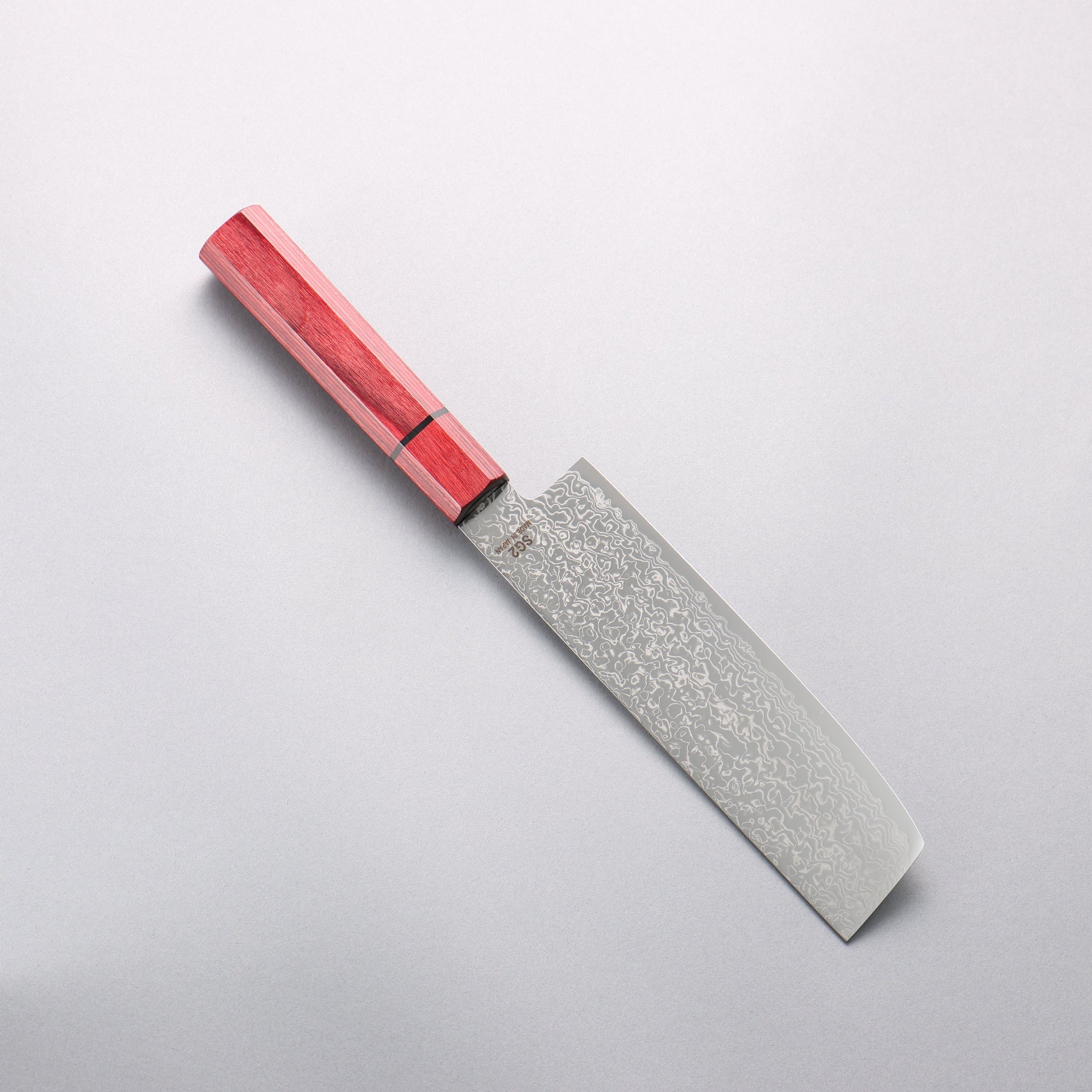 樋口 SG2 ダマスカス 磨き仕上げ 薄刃包丁 165mm 赤合板柄 - 清助刃物