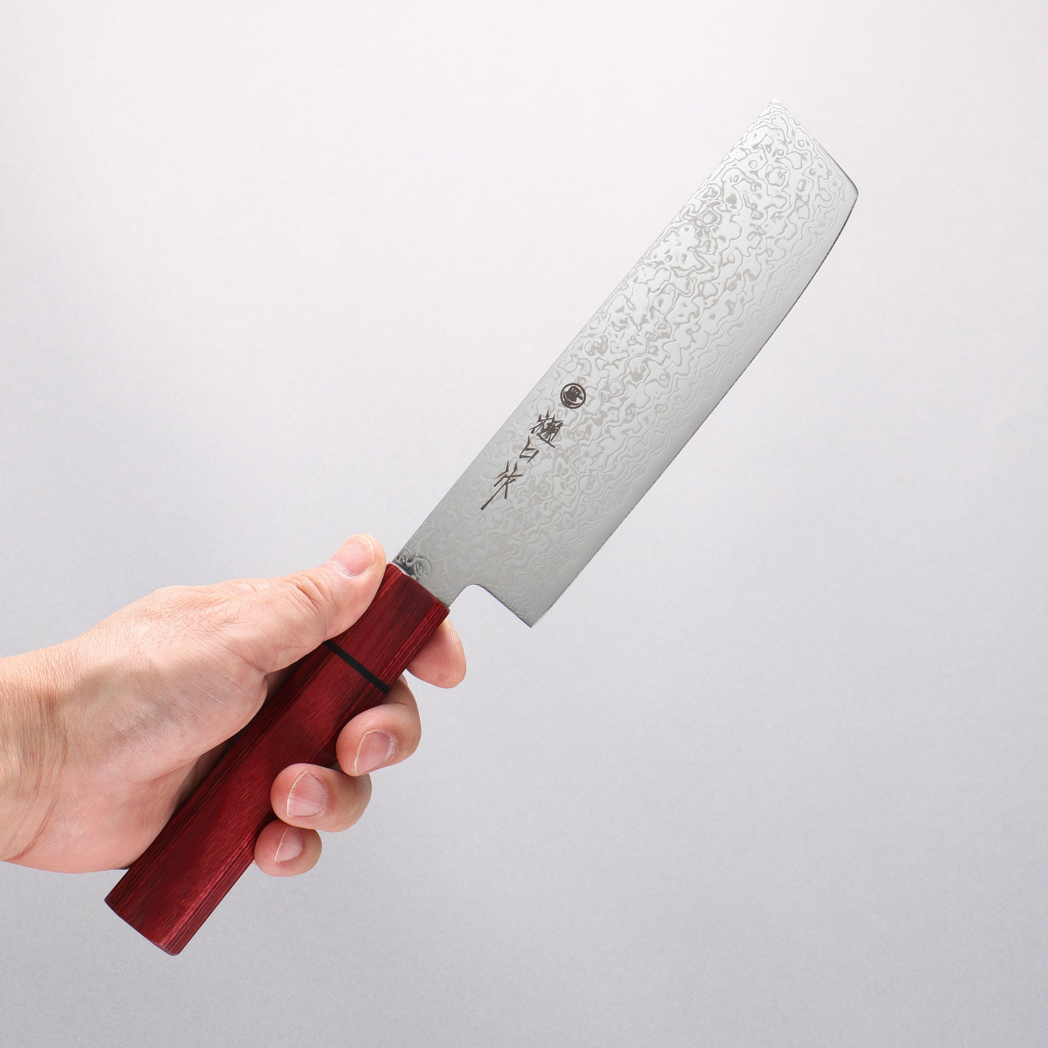 樋口 SG2 ダマスカス 磨き仕上げ 薄刃包丁 165mm 赤合板柄 - 清助刃物