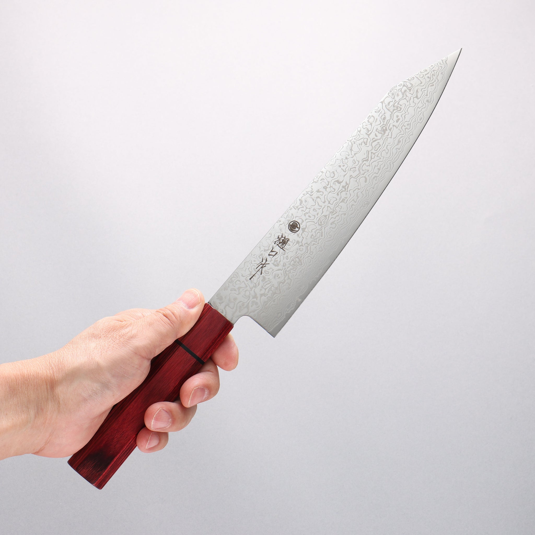 樋口 SG2 ダマスカス 磨き仕上げ 切付牛刀包丁 210mm 赤合板柄 - 清助刃物