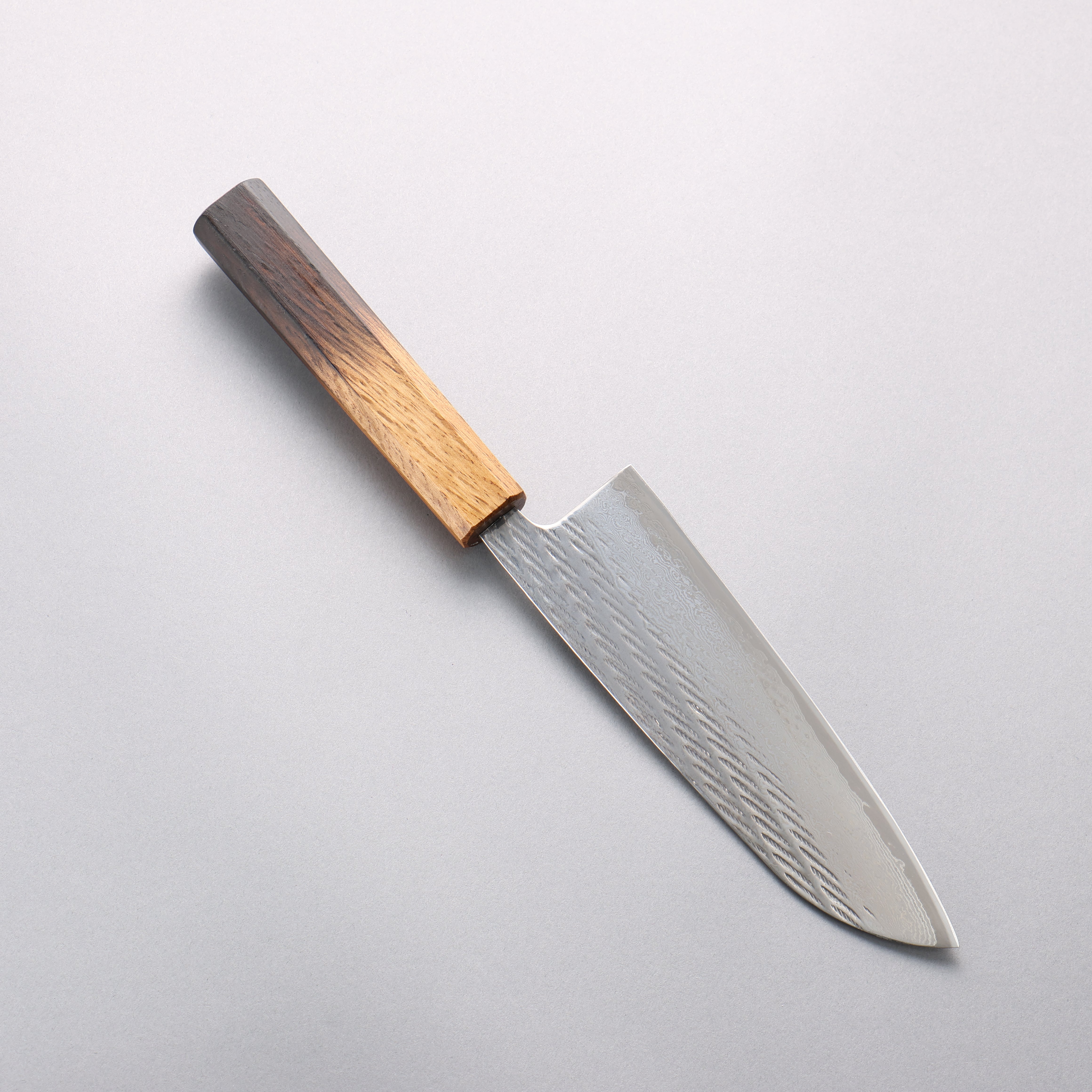 清助 AUS10 鎚目 ダマスカス 縄目 三徳包丁 170mm 樫焼柄 - 清助刃物