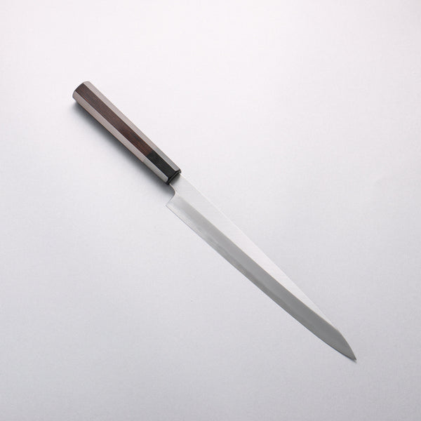 柳刃包丁 240mm 全鋼 鏡面 黒檀・天然牛角八角柄 極美品 和包丁 源 昭忠 青ニ鋼 柳刃包丁 240mm 黒檀柄 – 清助刃物 Japan