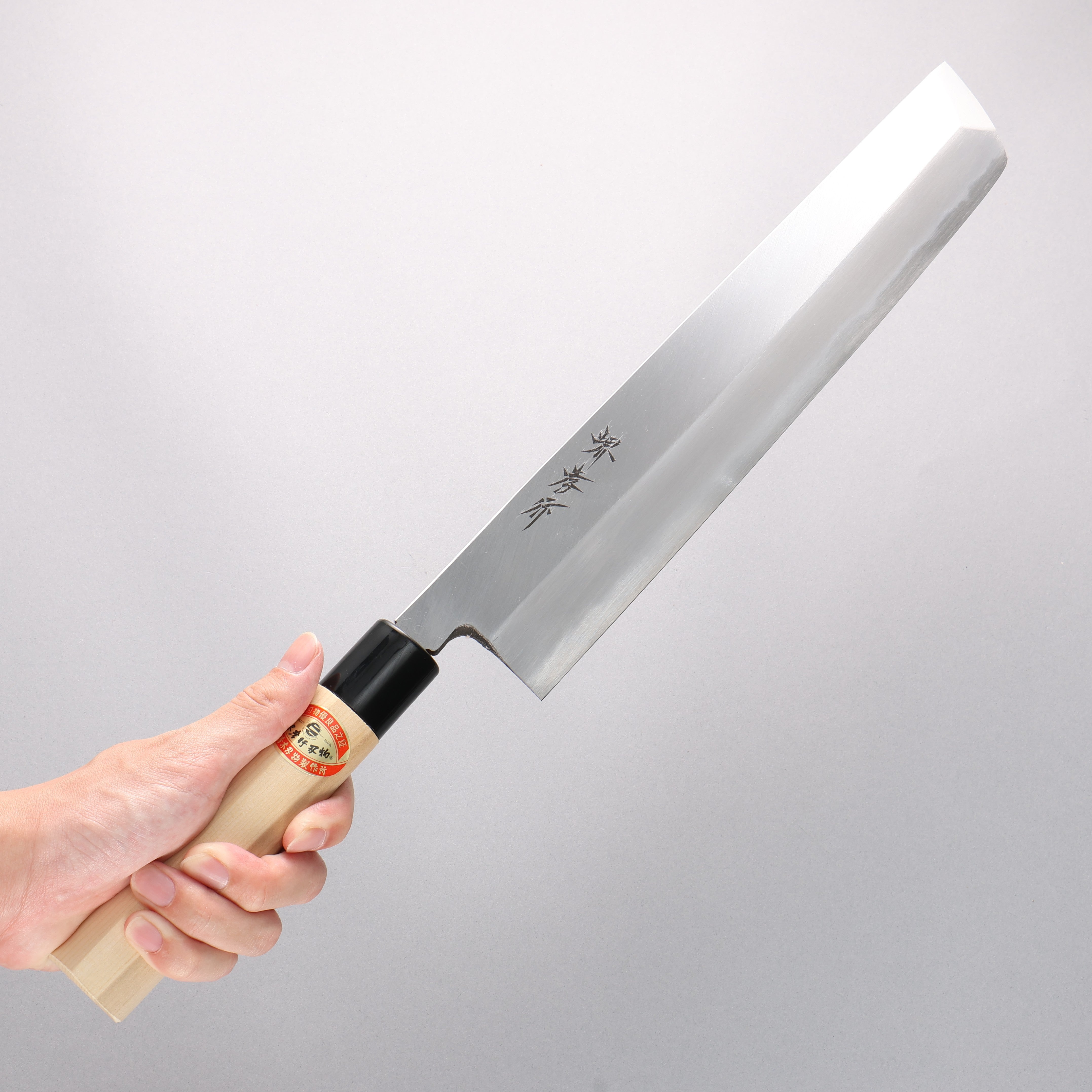 堺 孝行 霞研 白鋼 骨切包丁(鱧切り) 300mm 朴柄 – 清助刃物