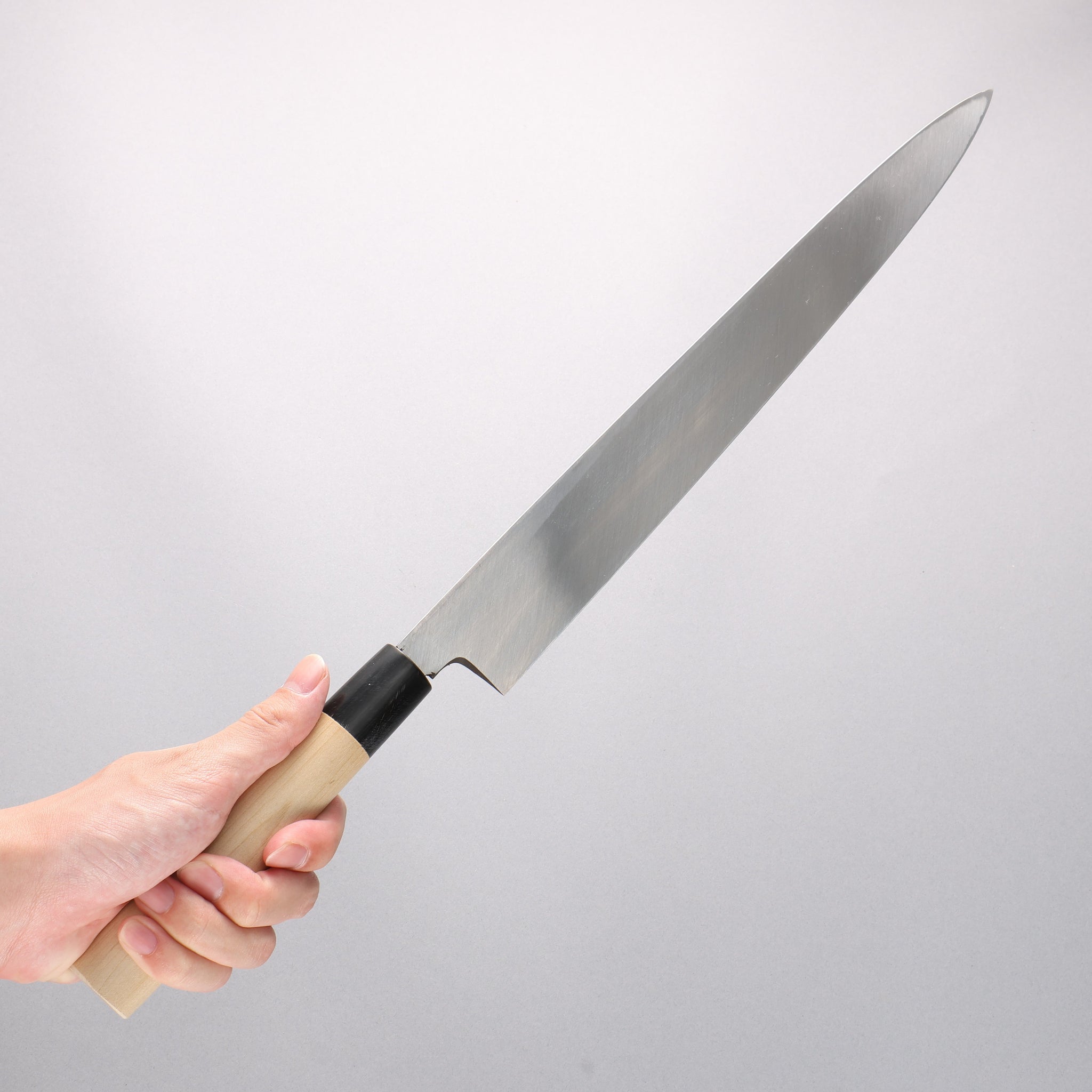 堺 孝行 【左利き用】 霞研 白鋼 柳刃包丁 朴柄 - 清助刃物