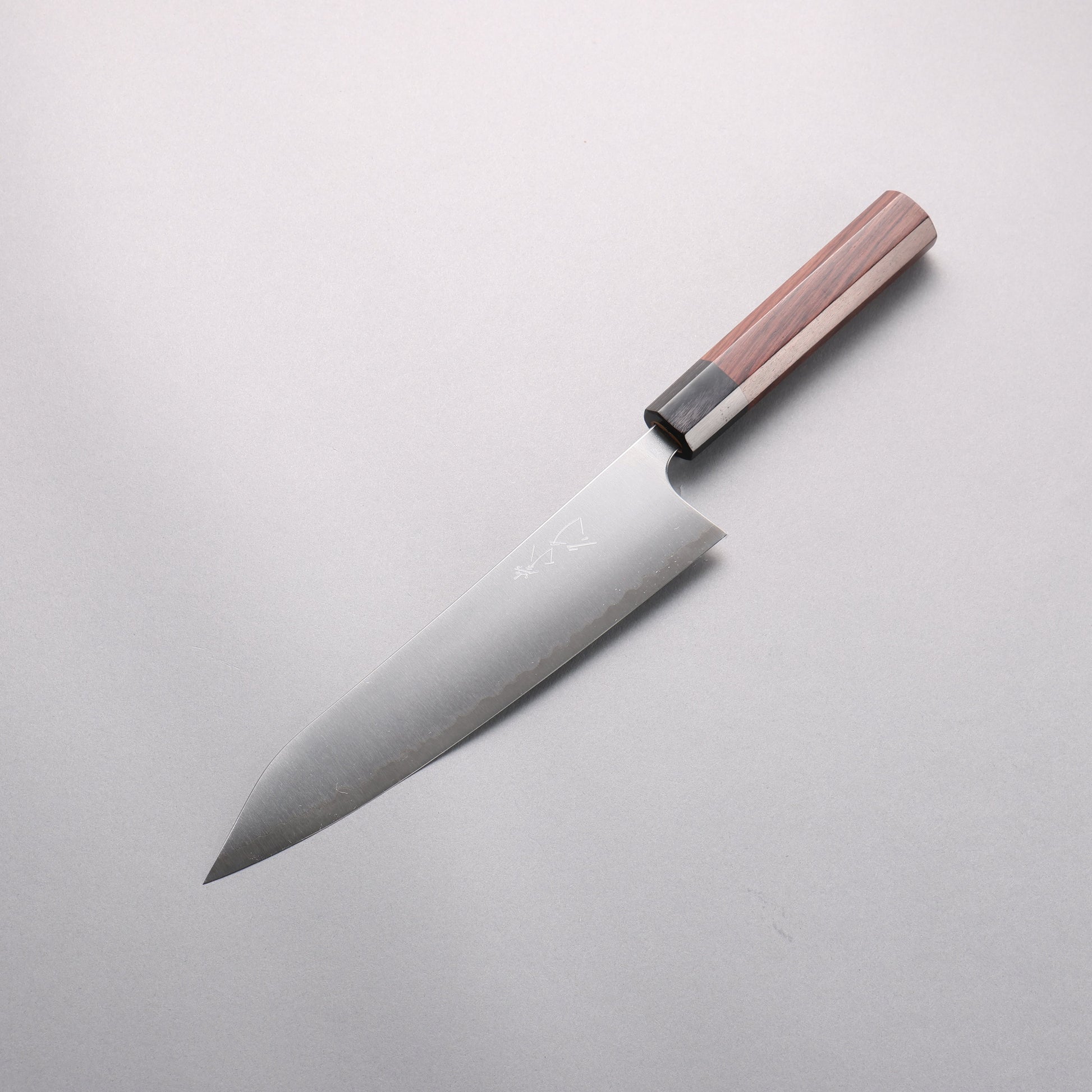 柴田崇行 甲鉄 青スーパー鋼 牛刀包丁 210mm 紫檀 (口輪：黒合板)柄 - 清助刃物