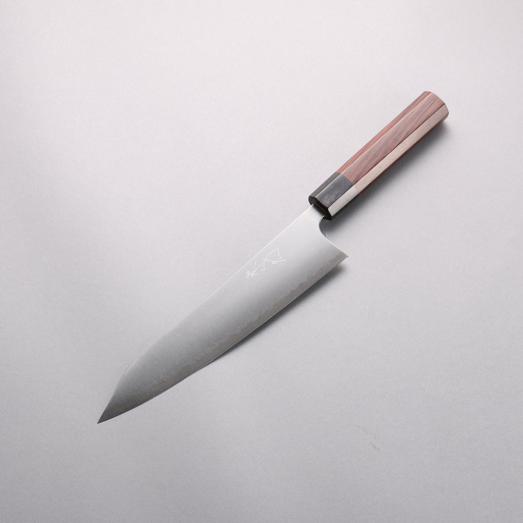 柴田崇行 甲鉄 青スーパー鋼 牛刀包丁 210mm 紫檀 (口輪：黒合板)柄 - 清助刃物