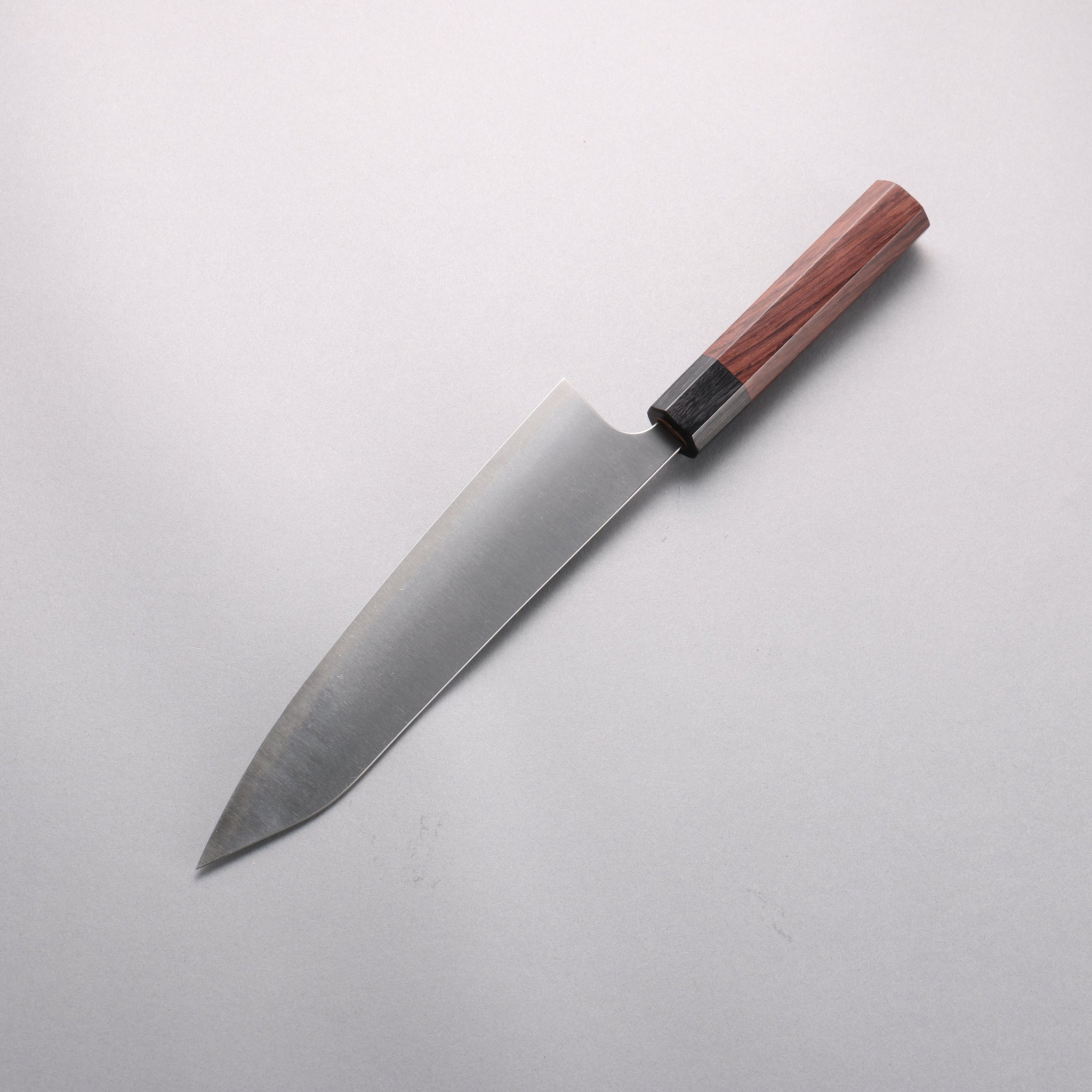 柴田崇行 甲鉄 青スーパー鋼 牛刀包丁 210mm 紫檀 (口輪：黒合板)柄 - 清助刃物