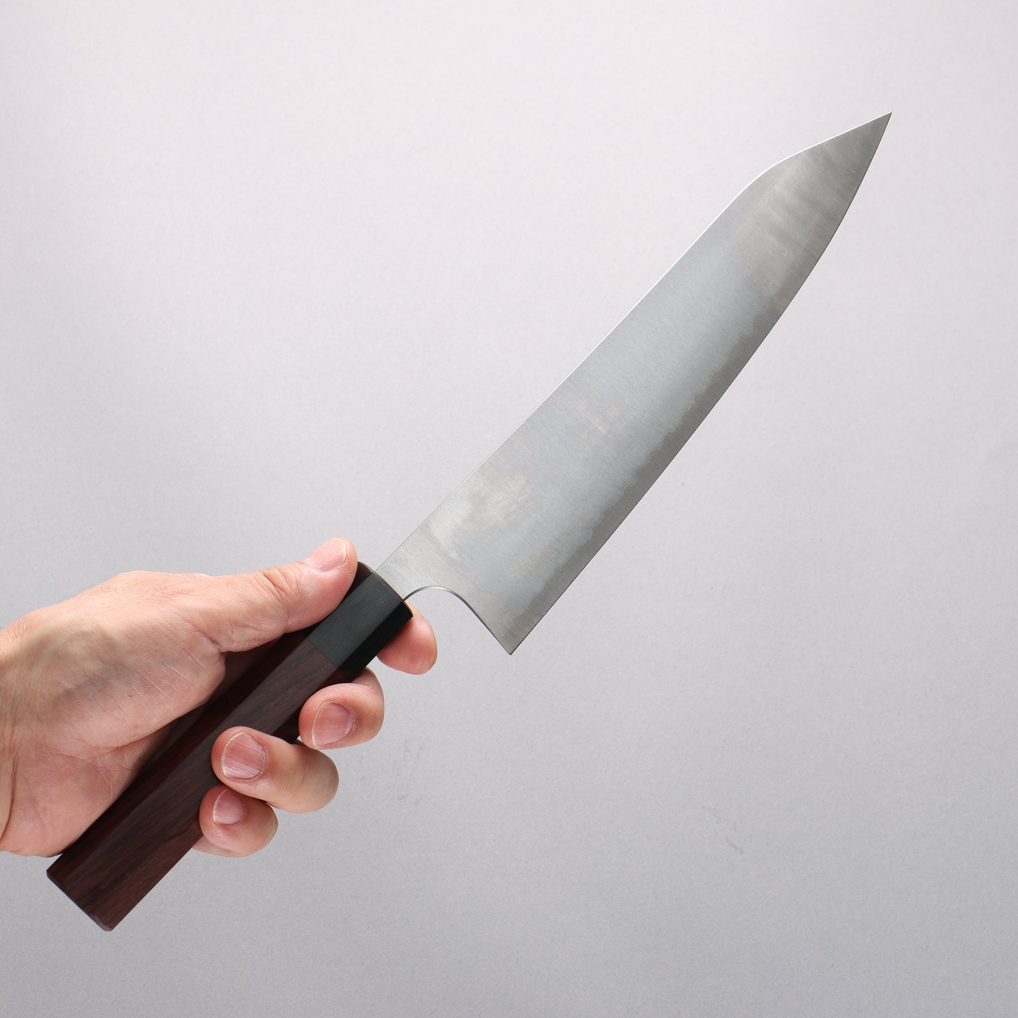 柴田崇行 甲鉄 青スーパー鋼 牛刀包丁 210mm 紫檀 (口輪：黒合板)柄 - 清助刃物