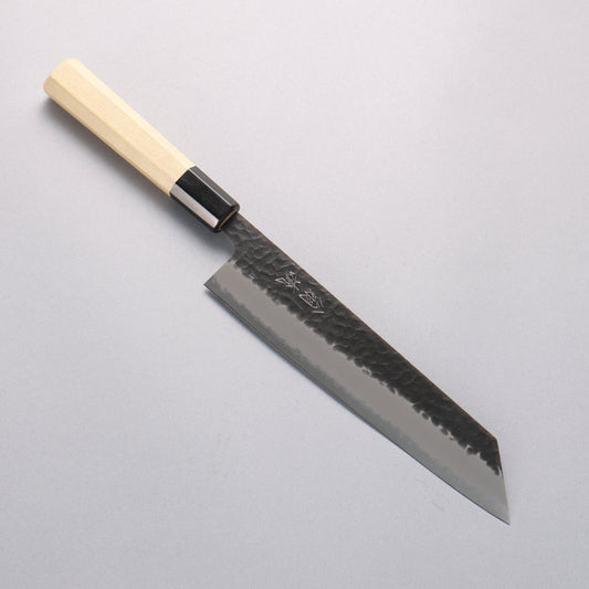 翁流 青スーパー鋼 鎚目 黒仕上げ 切付牛刀包丁 210mm 朴柄 - 清助刃物