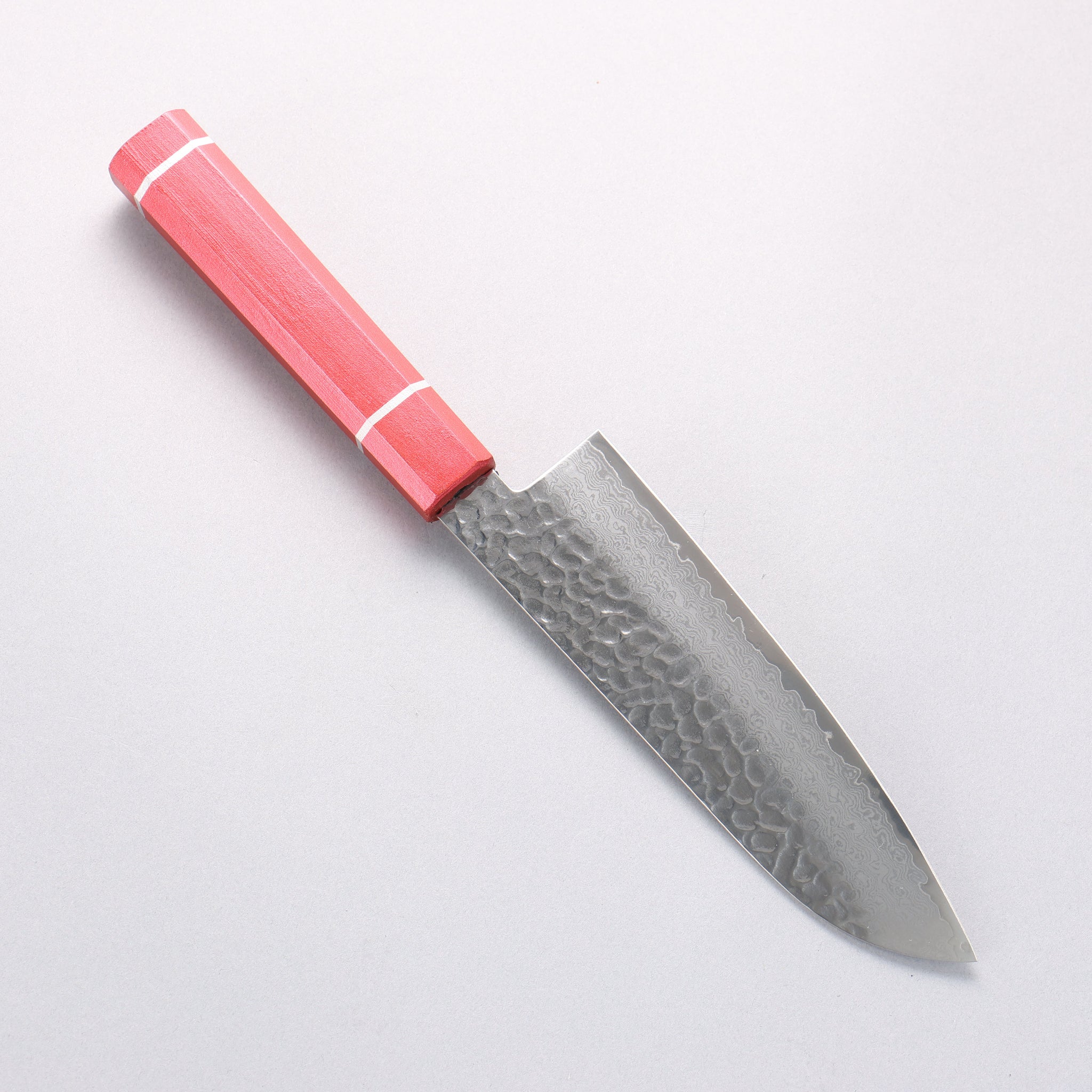 堺 孝行 V金10号 33層ダマスカス 三徳包丁 170mm 樫の木漆塗り(皇赤)柄 - 清助刃物