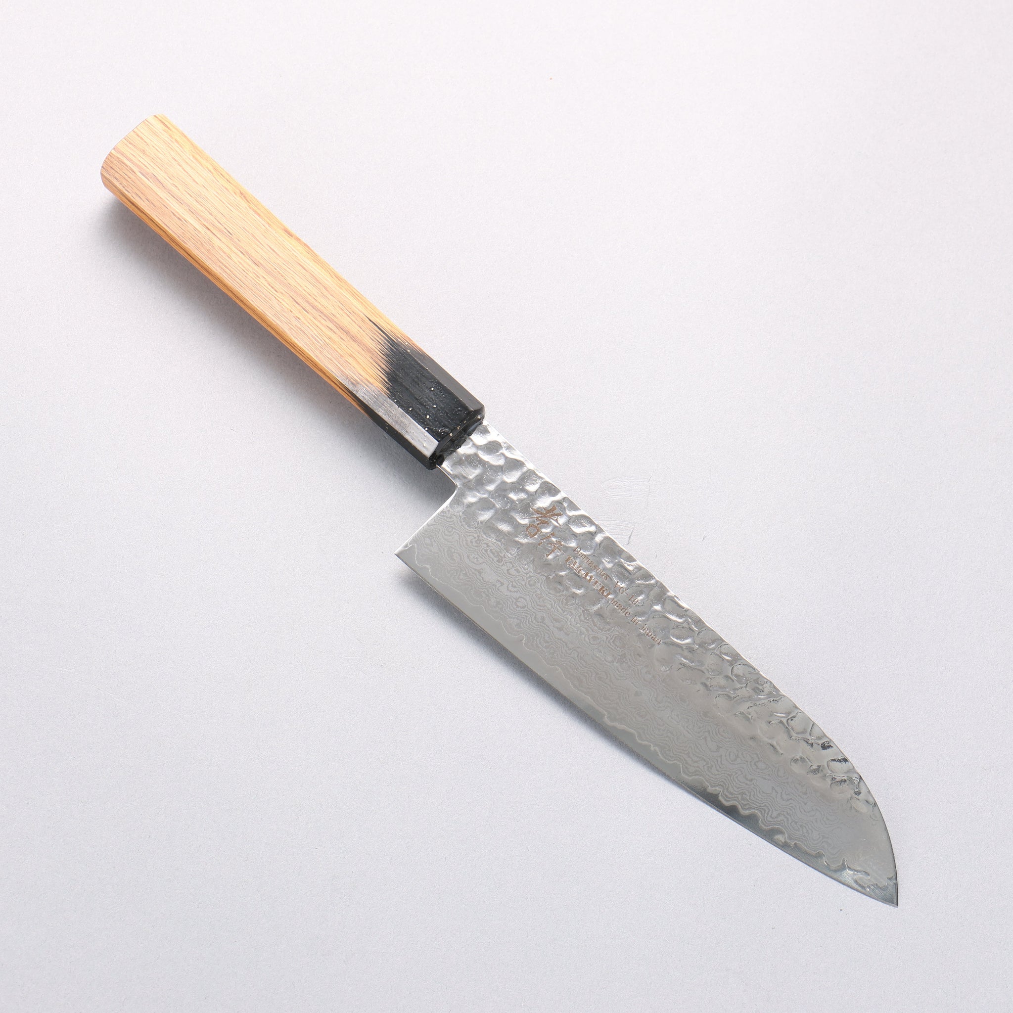 堺 孝行 V金10号 33層ダマスカス 三徳包丁 170mm 樫の木漆塗り(黒伸)柄 - 清助刃物