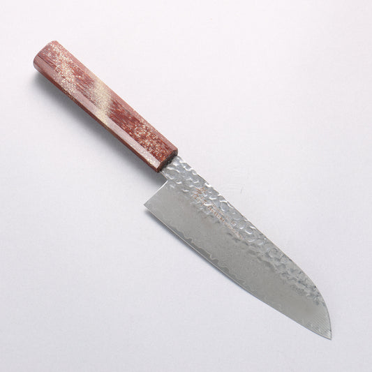 堺 孝行 V金10号 33層ダマスカス 三徳包丁 170mm 樫の木漆塗り(星連)柄 - 清助刃物