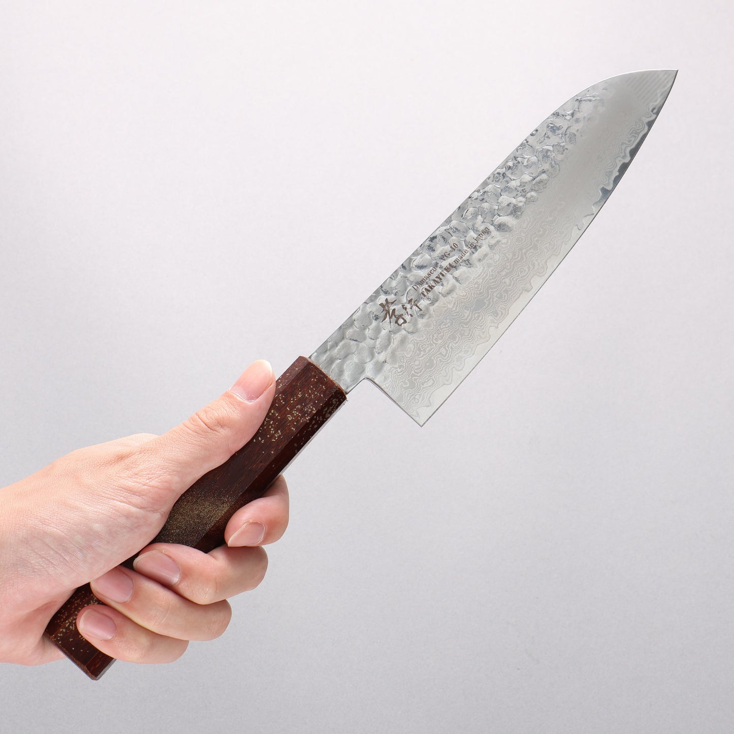 堺 孝行 V金10号 33層ダマスカス 三徳包丁 170mm 樫の木漆塗り(星連)柄 - 清助刃物