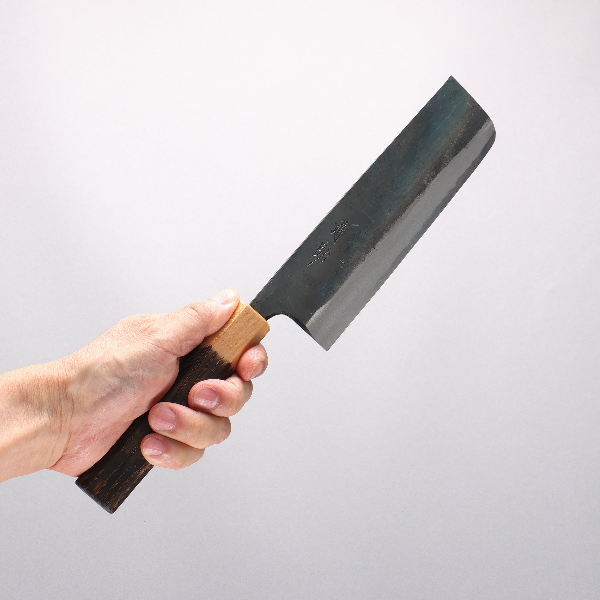 清助 青一鋼 黒仕上げ 菜切包丁 165mm 焼栗 （口輪：サクラ）柄 - 清助刃物