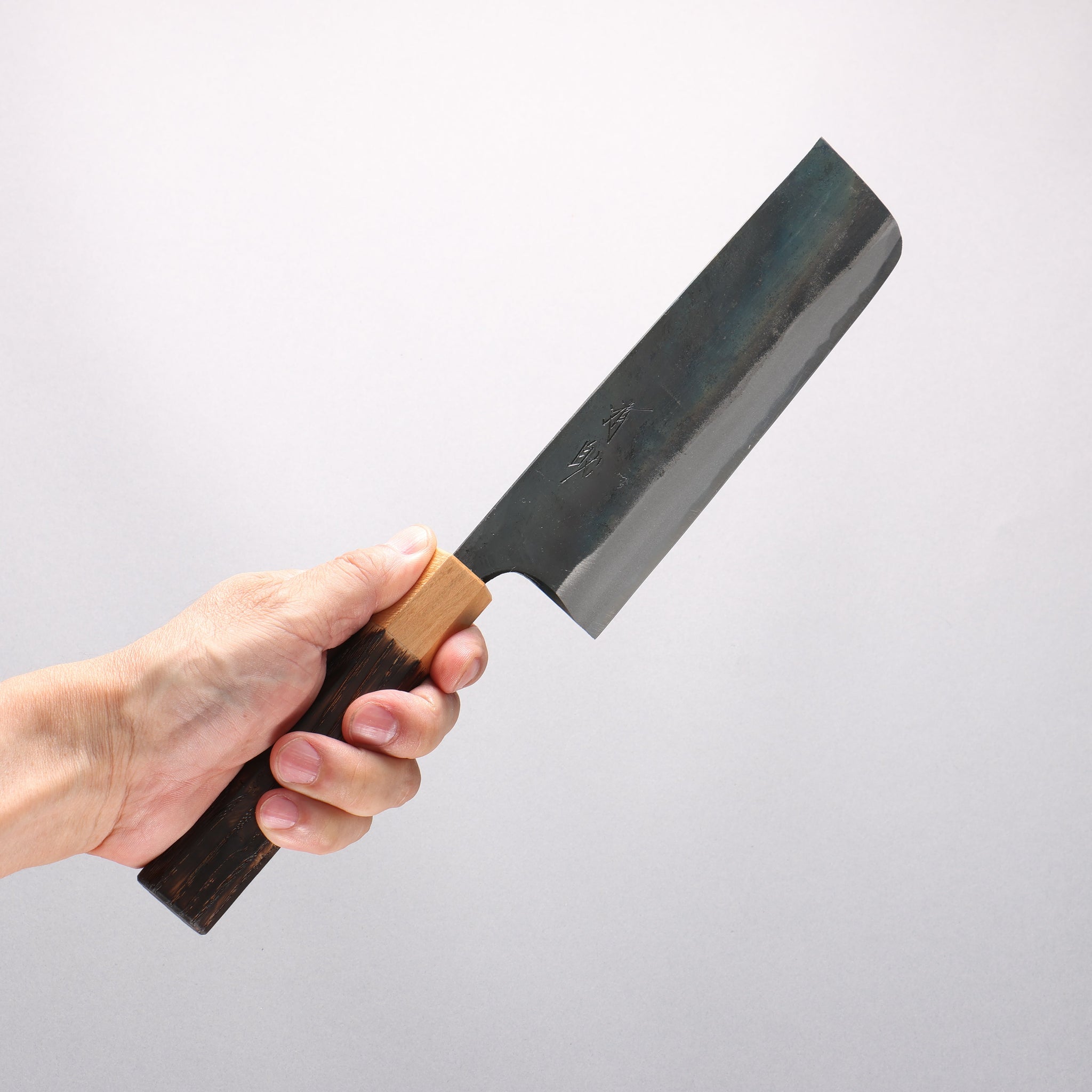 清助 青一鋼 黒仕上げ 菜切包丁 165mm 焼栗 （口輪：サクラ）柄 - 清助刃物