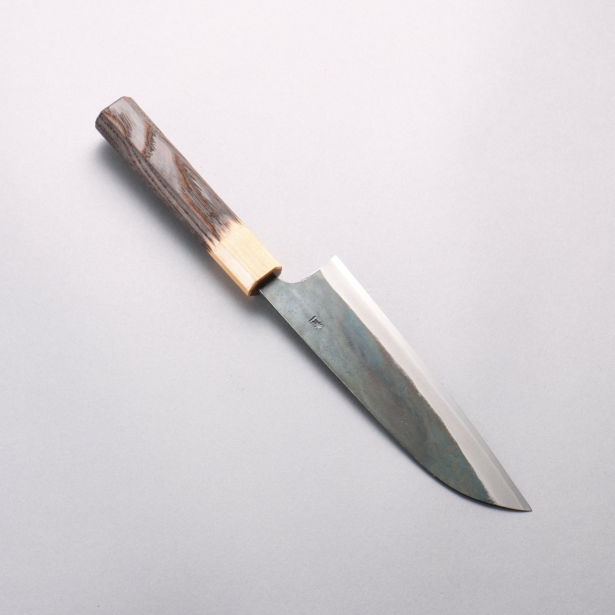 清助 青一鋼 黒仕上げ 三徳包丁 165mm 焼栗 （口輪：サクラ）柄 - 清助刃物