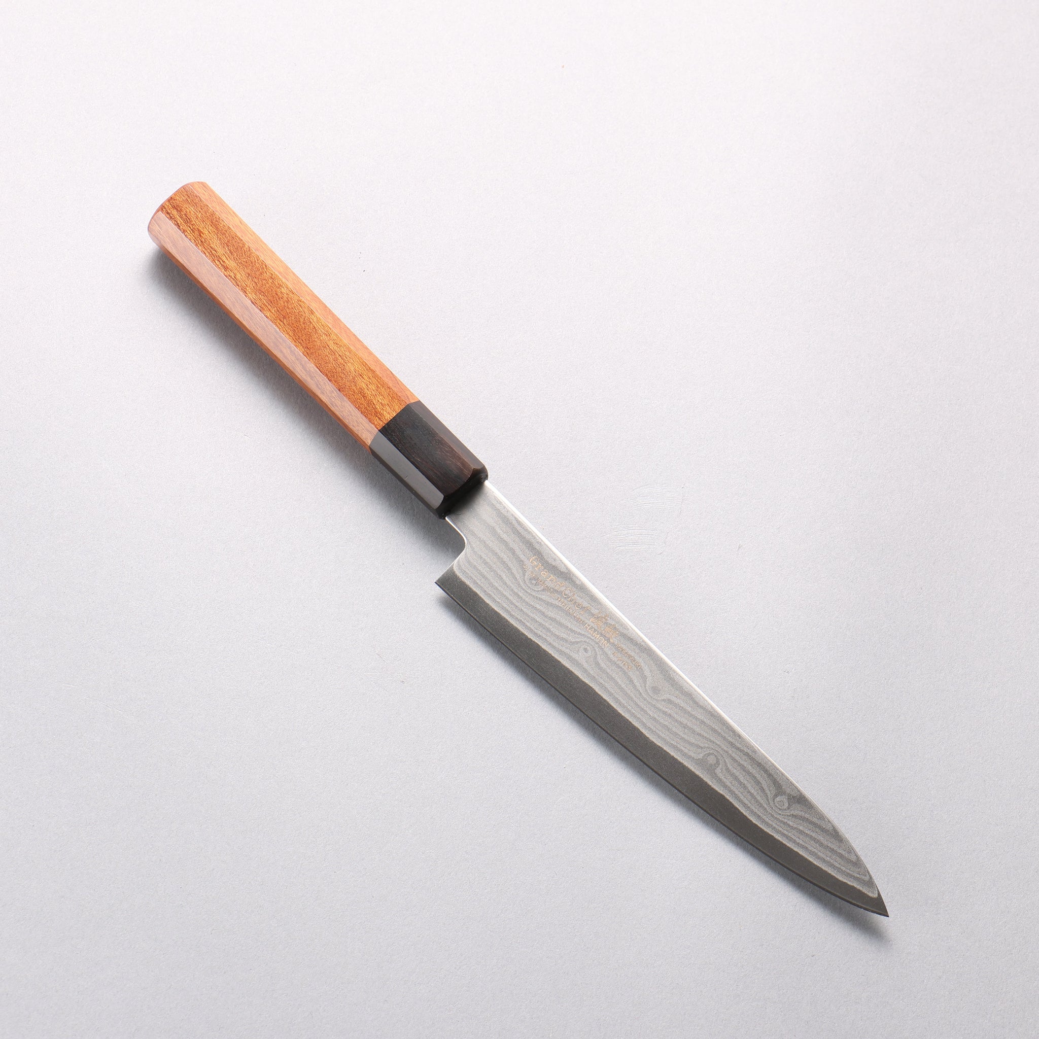堺 孝行 グランドシェフ 波紋 Böhler SP スチール 45層ダマスカス ペティーナイフ 150mm 紫檀 (口輪：黒合板)柄 - 清助刃物