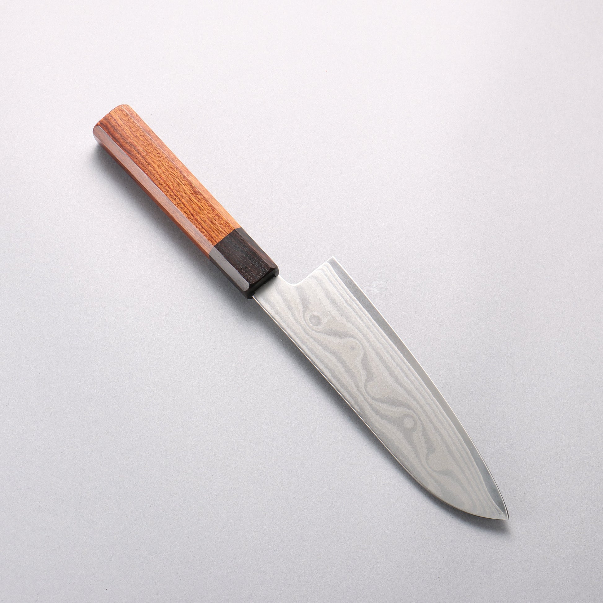 堺 孝行 グランドシェフ 波紋 Böhler SP スチール 45層ダマスカス 三徳包丁 170mm 紫檀 (口輪：黒合板)柄 - 清助刃物