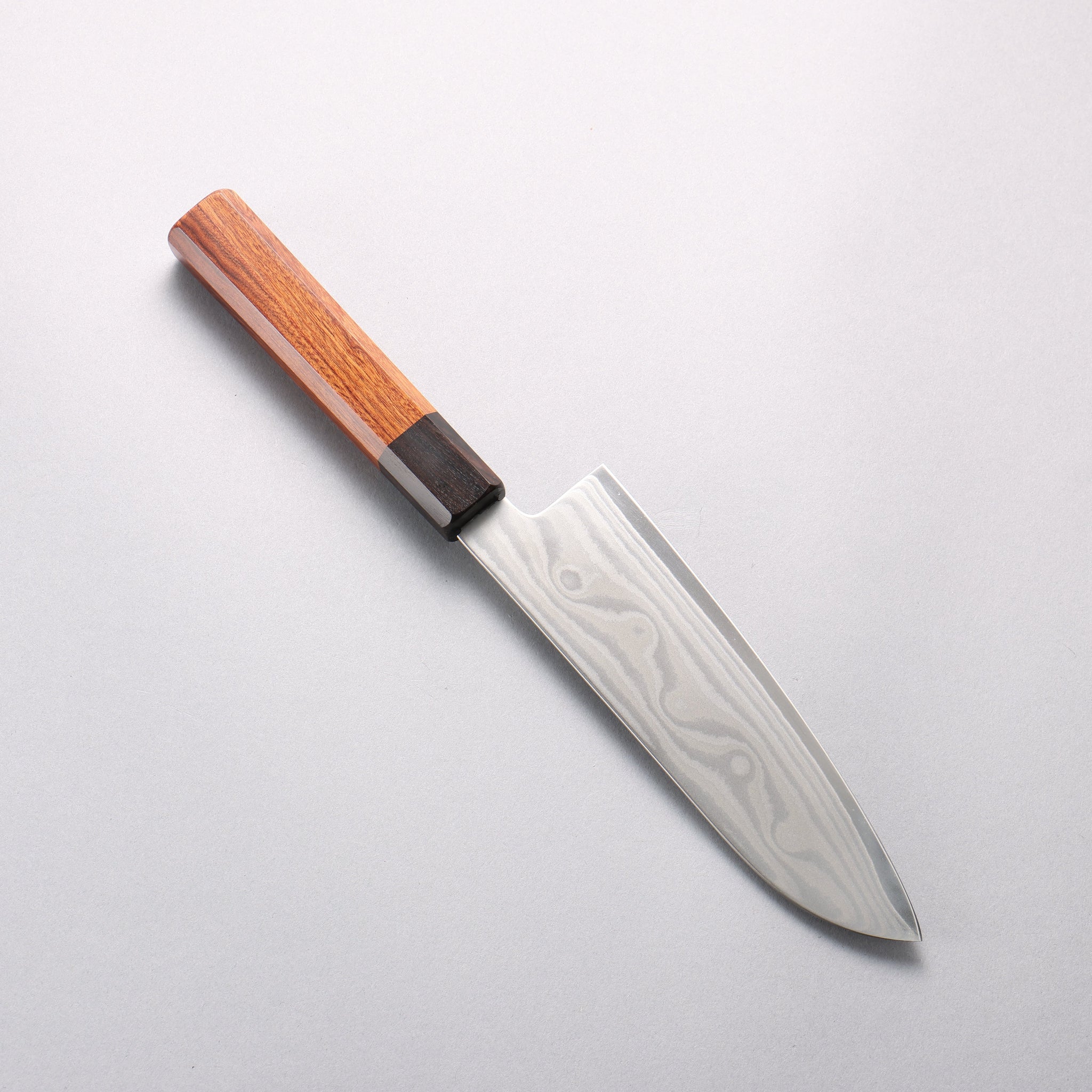 堺 孝行 グランドシェフ 波紋 Böhler SP スチール 45層ダマスカス 三徳包丁 170mm 紫檀 (口輪：黒合板)柄 - 清助刃物
