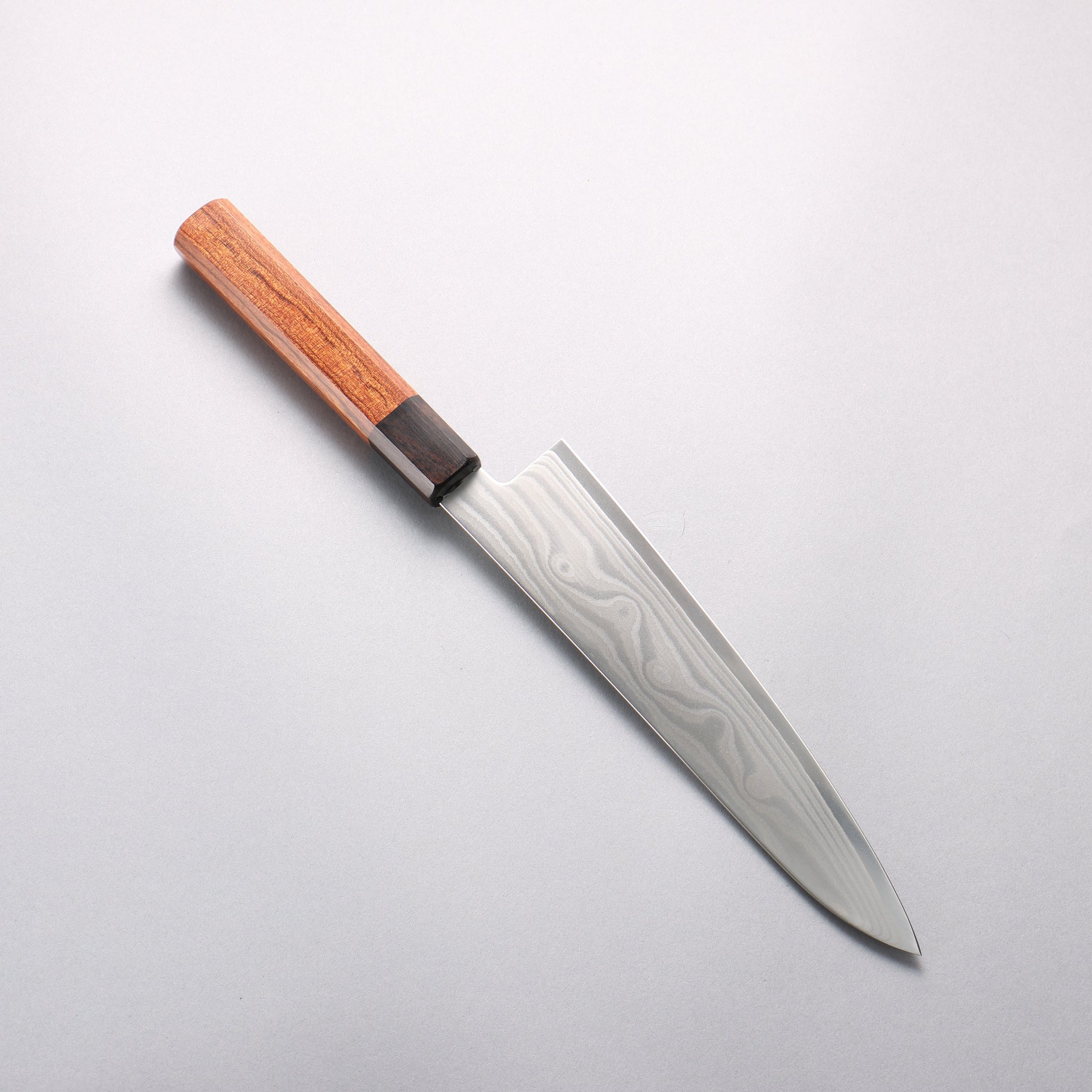堺 孝行 グランドシェフ 波紋 Böhler SP スチール 45層ダマスカス 牛刀包丁 210mm 紫檀 (口輪：黒合板)柄 - 清助刃物