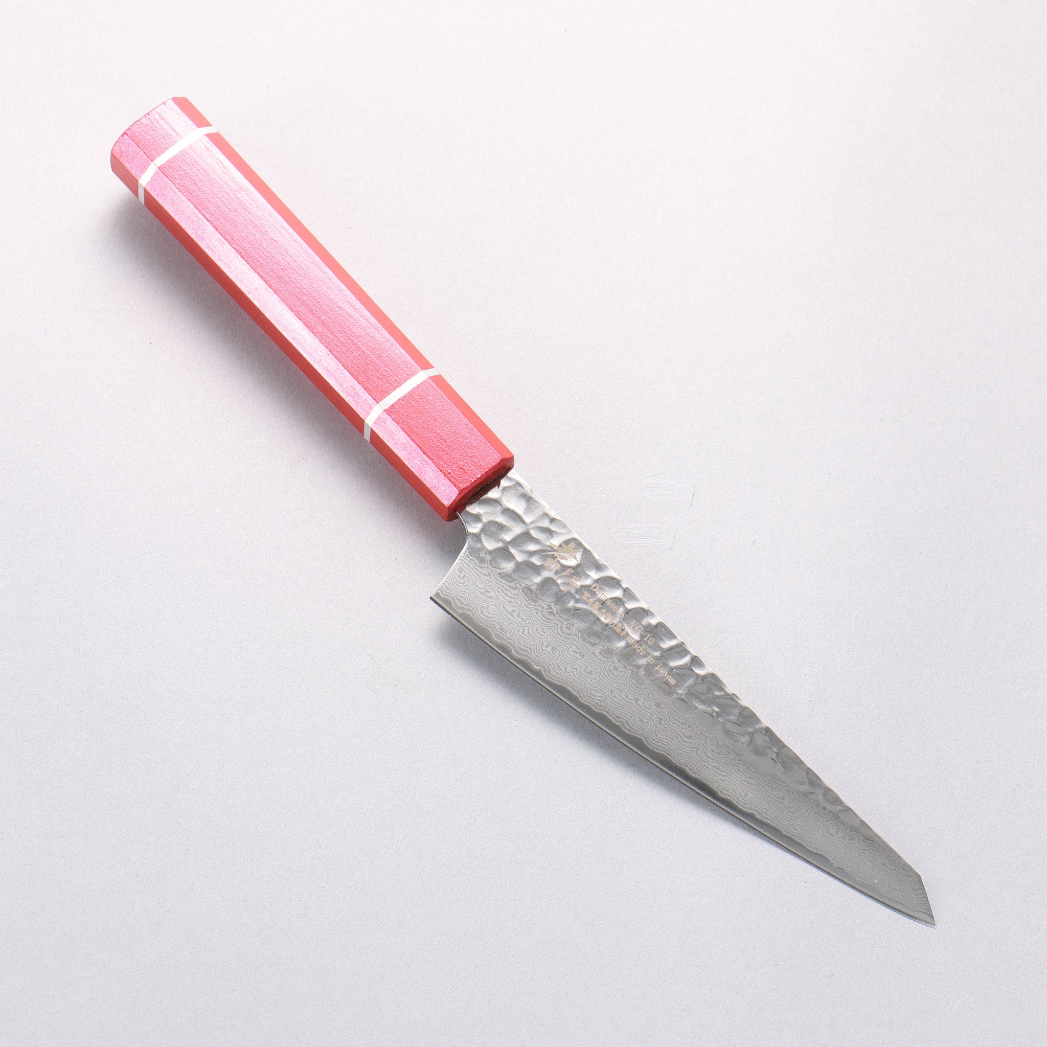 堺 孝行 V金10号 33層ダマスカス サバキ包丁 150mm 樫の木漆塗り(皇赤)柄 - 清助刃物