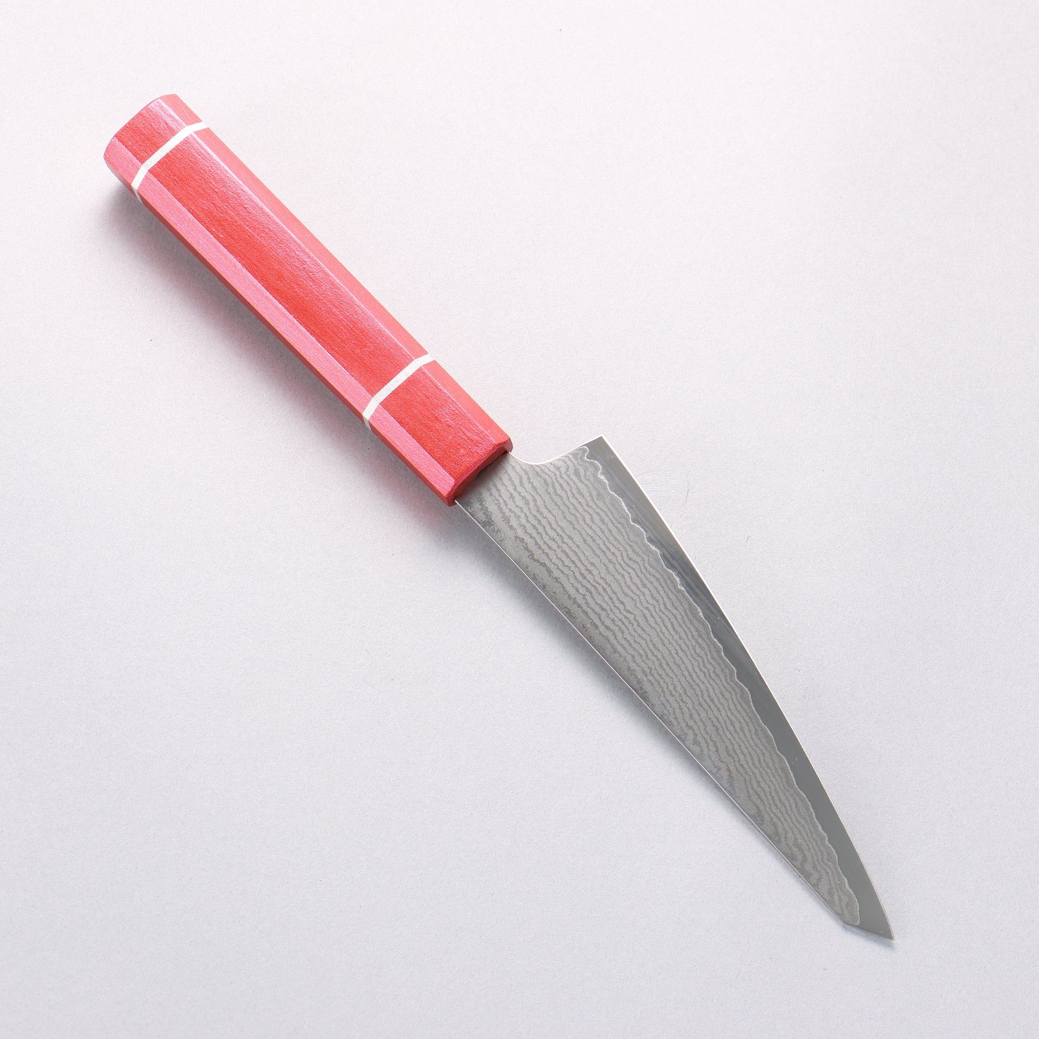 堺 孝行 V金10号 33層ダマスカス サバキ包丁 150mm 樫の木漆塗り(皇赤)柄 - 清助刃物