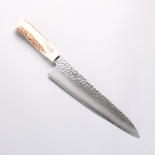 堺 孝行 V金10号 33層ダマスカス 牛刀包丁 210mm 牛骨柄 鞘付き - 清助刃物