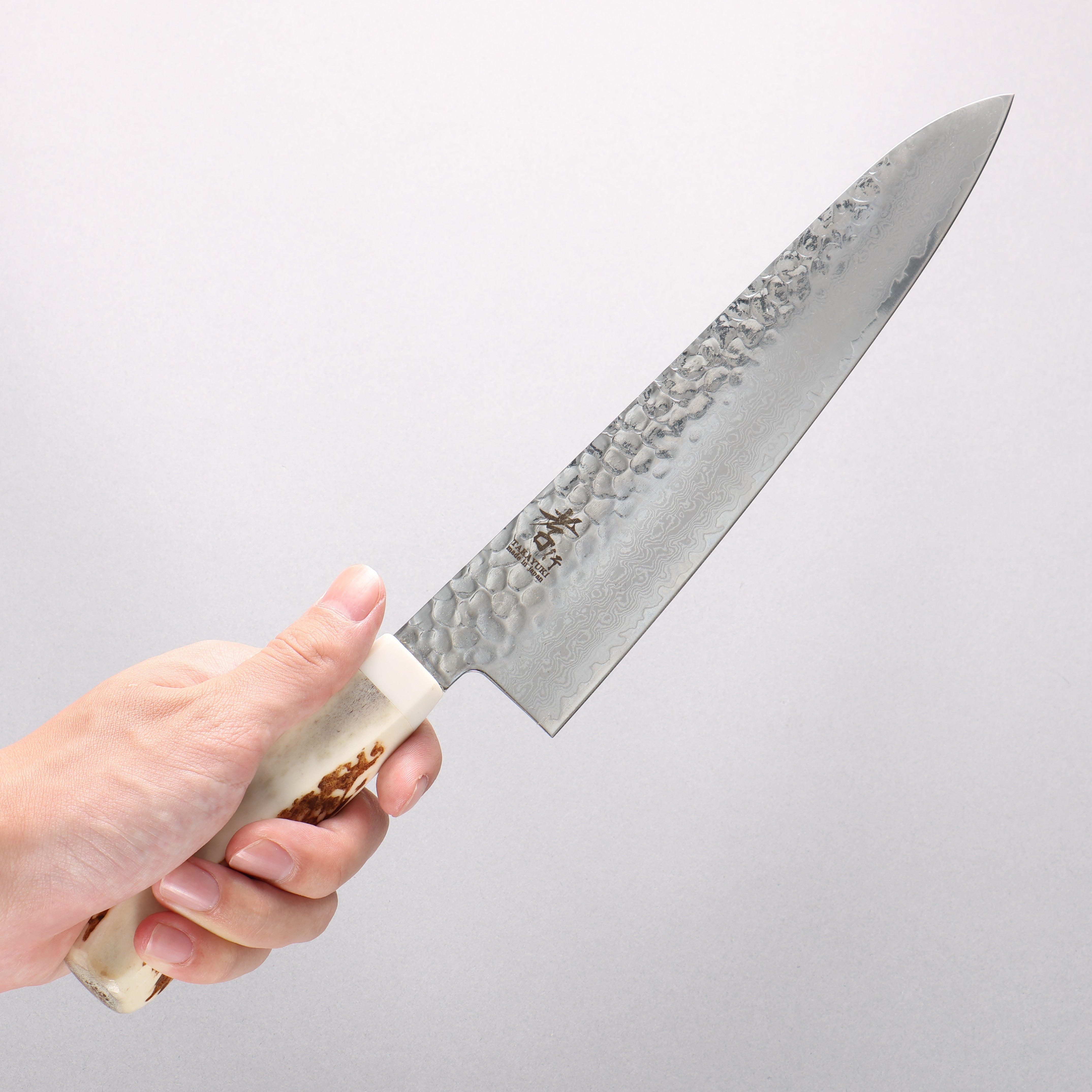 堺 孝行 V金10号 33層ダマスカス 牛刀包丁 210mm 牛骨柄 鞘付き - 清助刃物
