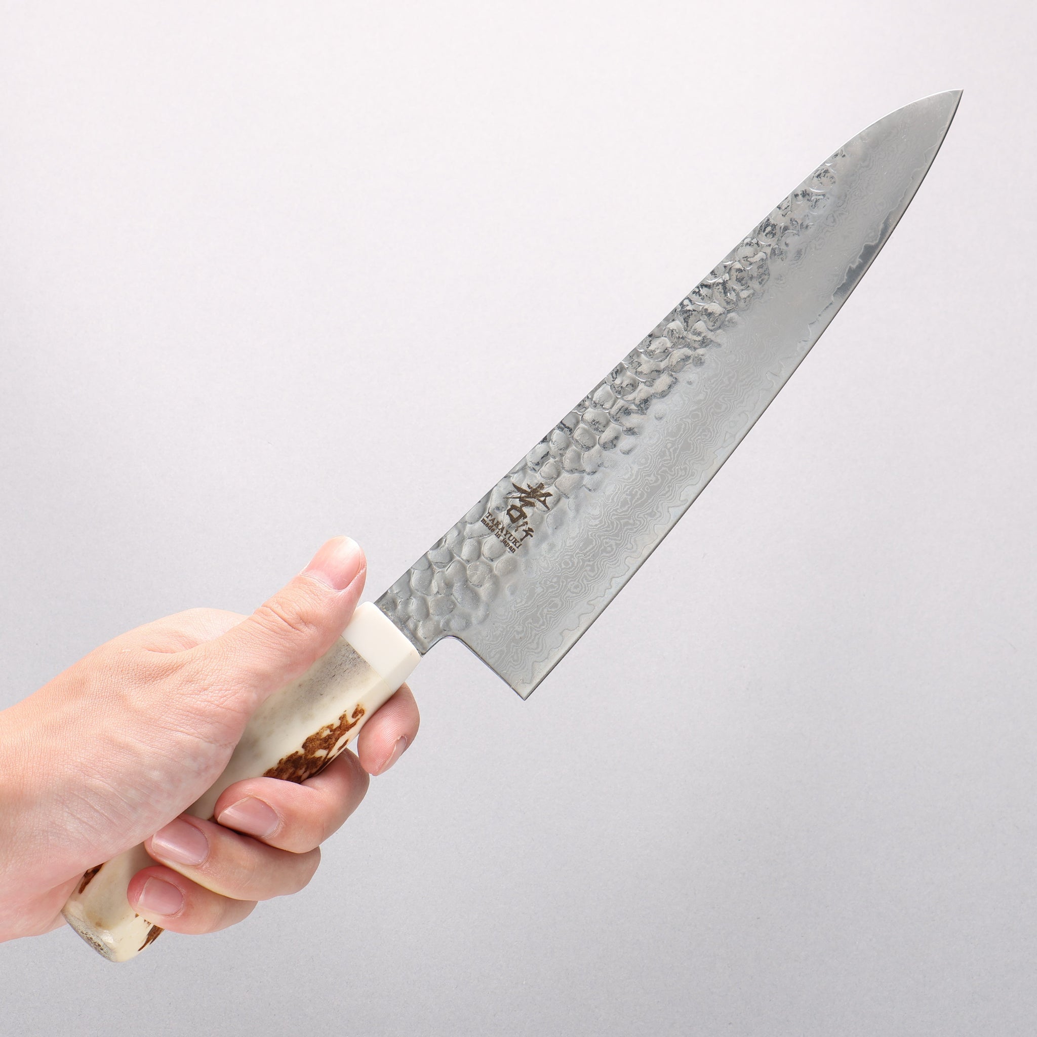 堺 孝行 V金10号 33層ダマスカス 牛刀包丁 210mm 牛骨柄 鞘付き - 清助刃物