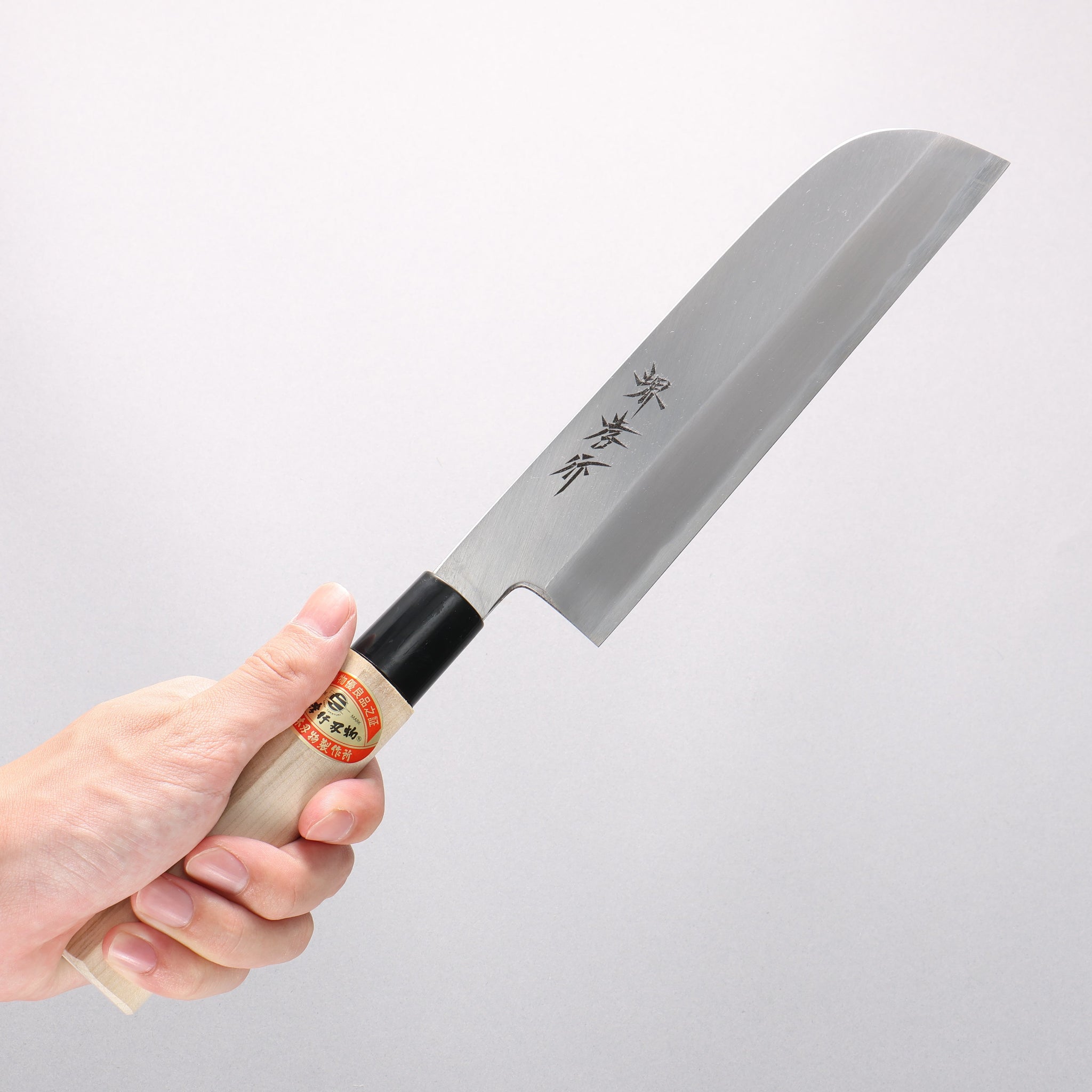 堺 孝行 霞研 白鋼 鎌形薄刃包丁 朴柄 - 清助刃物