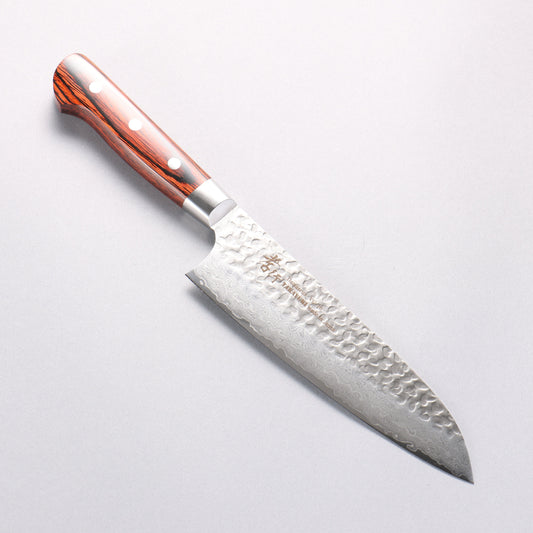 堺 孝行 VG10 33層 ダマスカス 三徳包丁 180mm マホガニー柄 - 清助刃物