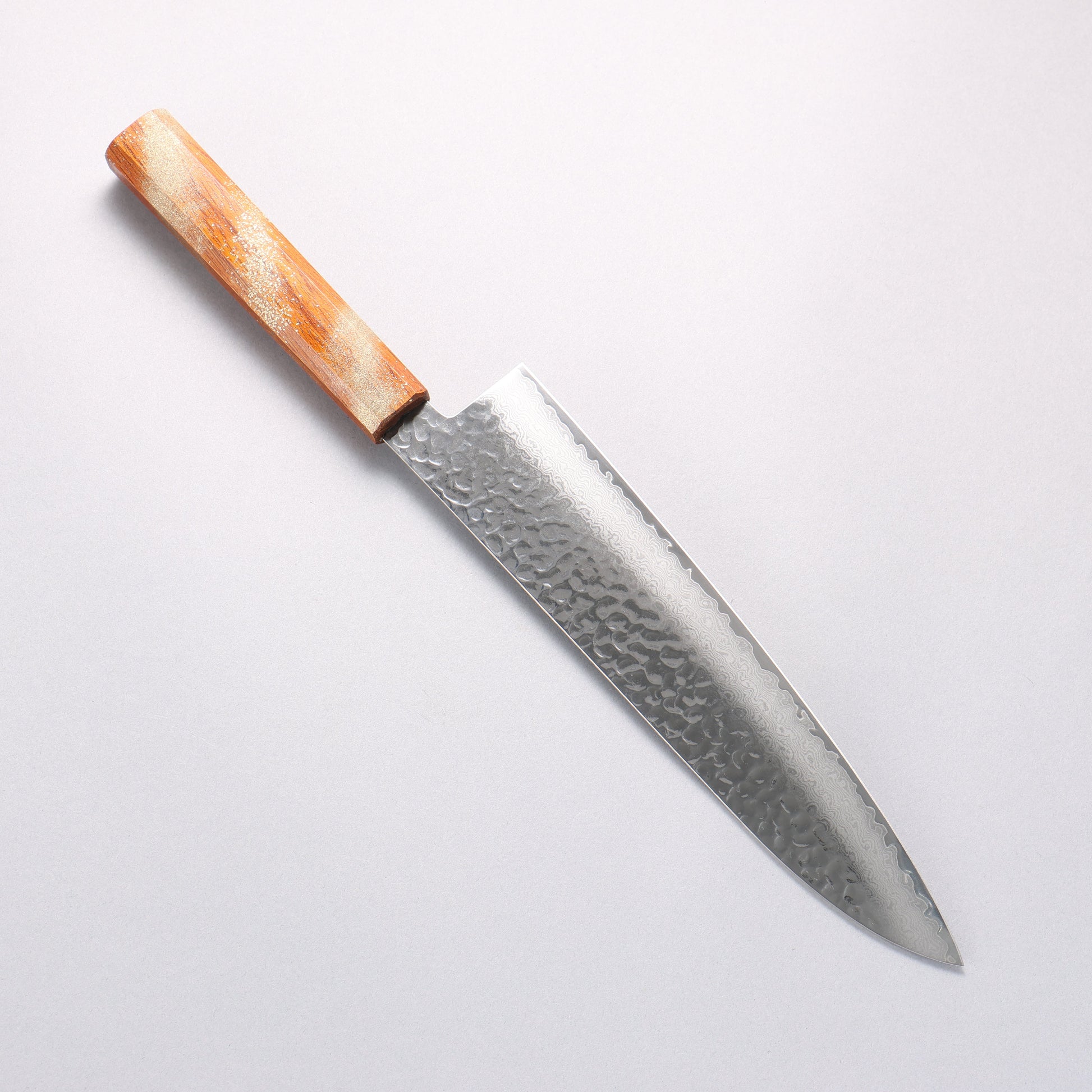 堺 孝行 V金10号 33層ダマスカス 牛刀包丁 240mm 樫の木漆塗り(星連)柄 - 清助刃物